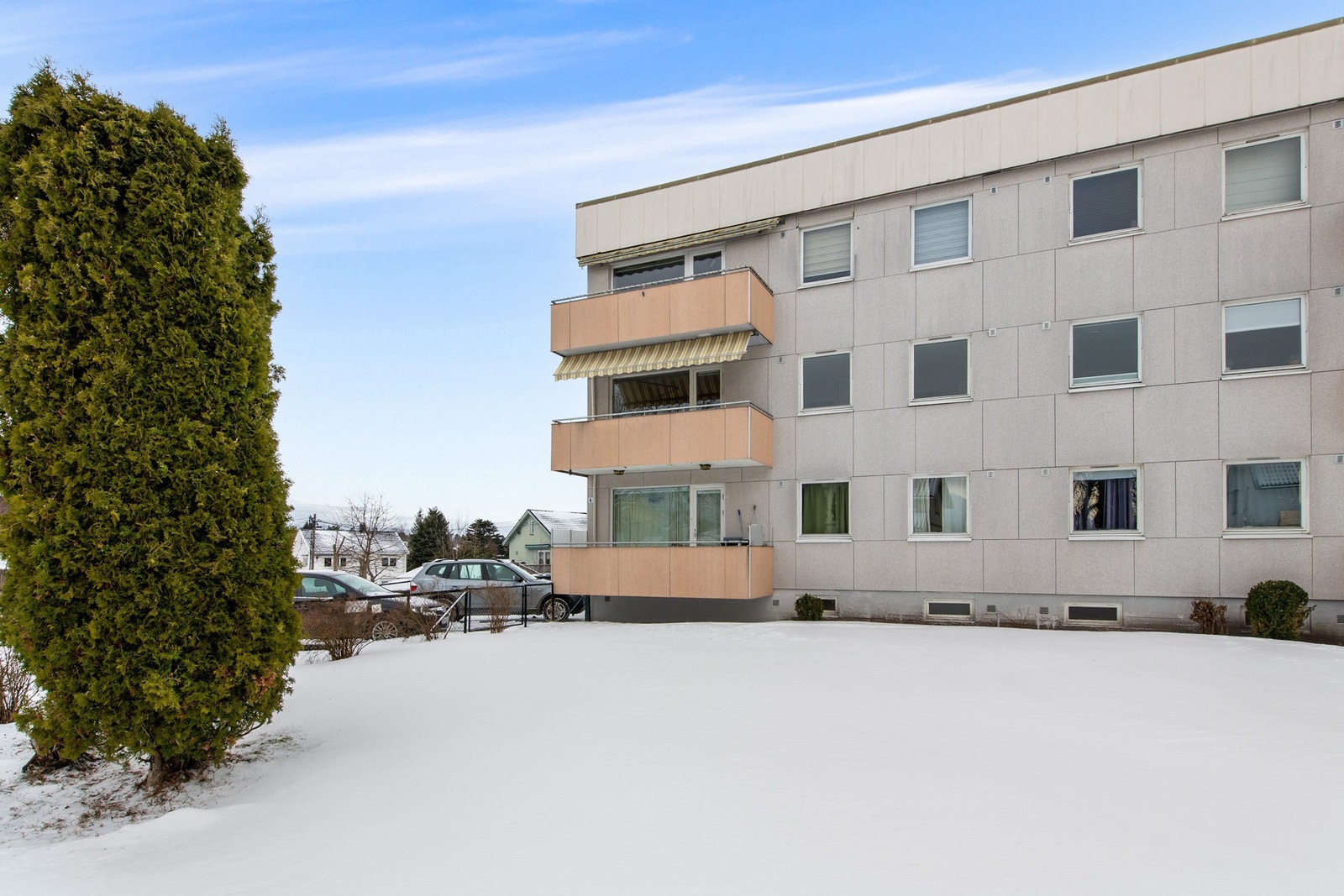 Leiligheten ligger på enden av bygget Galleribilde