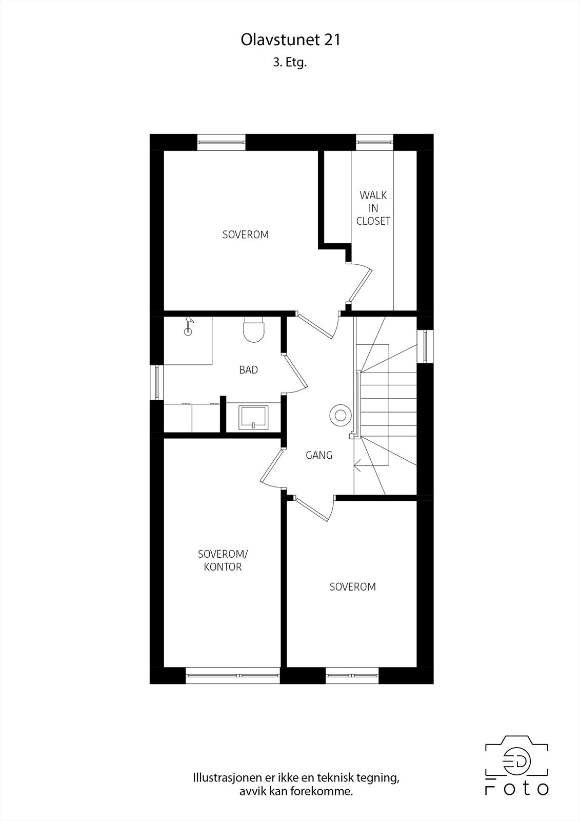 Soveromsavdeling og bad i 3. etasje Galleribilde