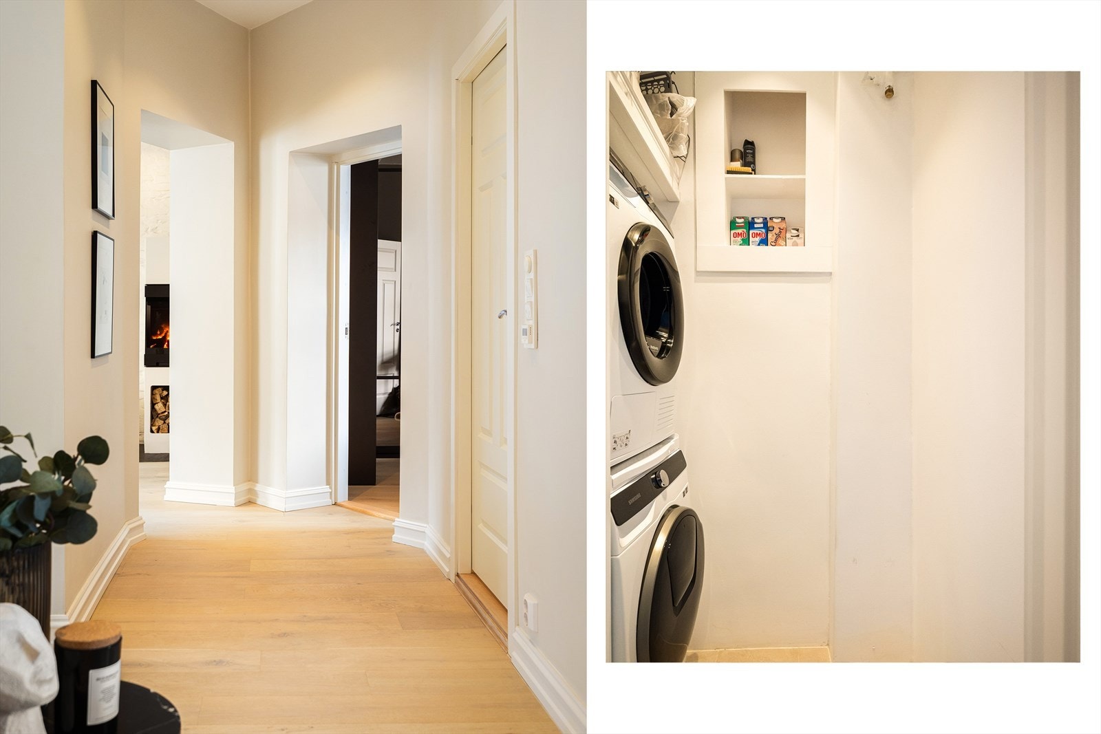 Fra gangen er det adkomst til et separat vaskerom/kott. Rommet har sluk og opplegg for vaskemaskin. Rommet er bygget ut og tilpasset med avtrekksvifte for å unngå fukt, det er plass for tørkeløsninger i tak/på vegg. Galleribilde