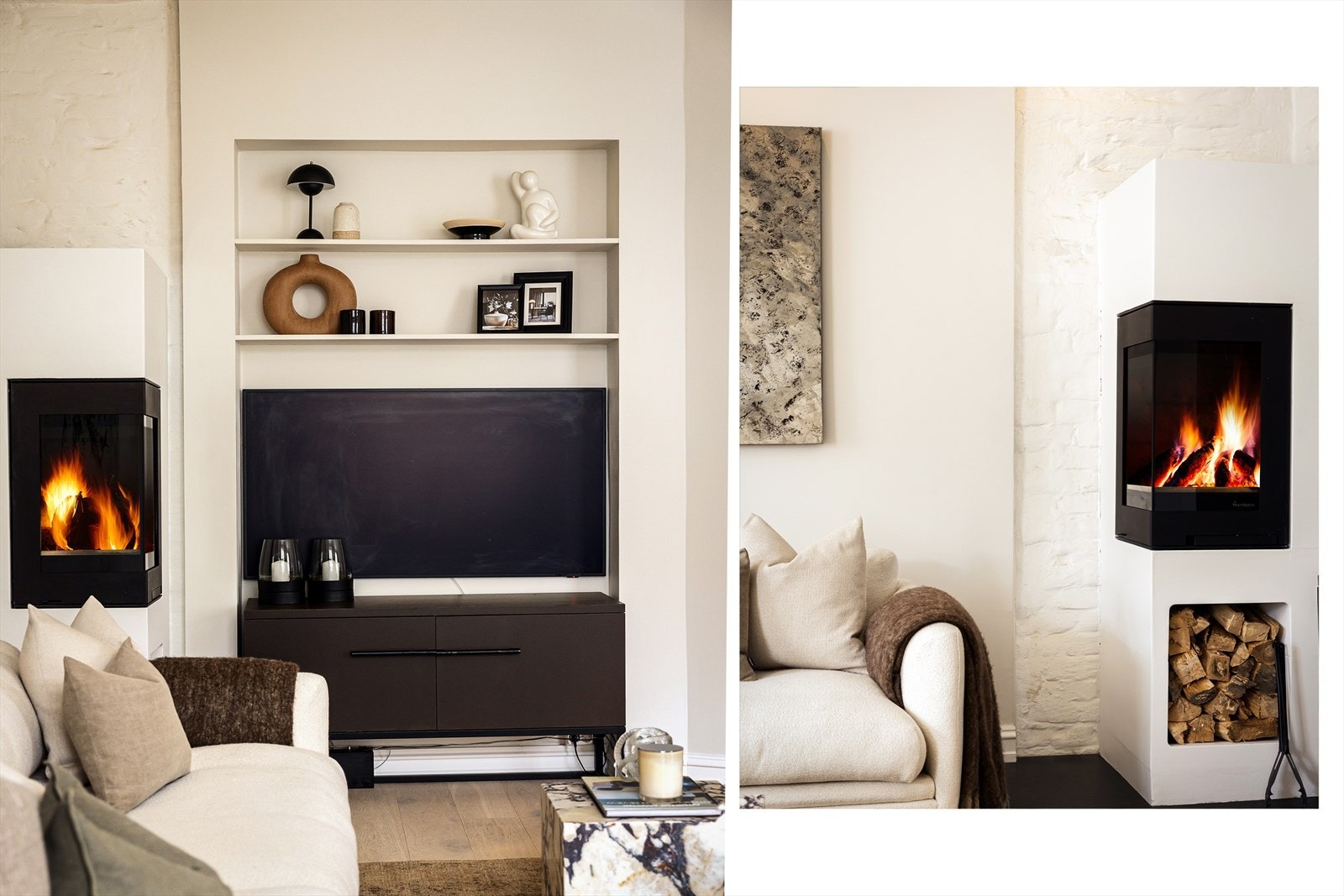 Den moderne peisovnen sikrer behagelig og vedvarende varme, samtidig som den bidrar til hyggelig stemning på kalde høst- og vinterkvelder. Galleribilde