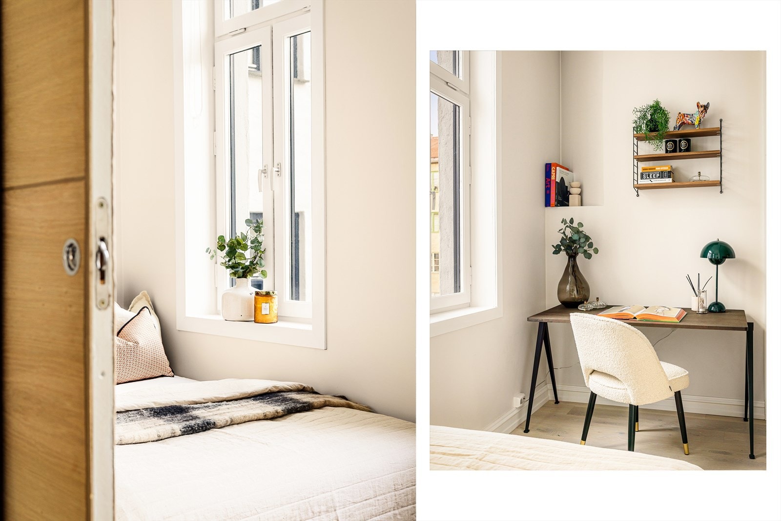 Her er det plass til seng, skrivepult og skap/kommode. Galleribilde