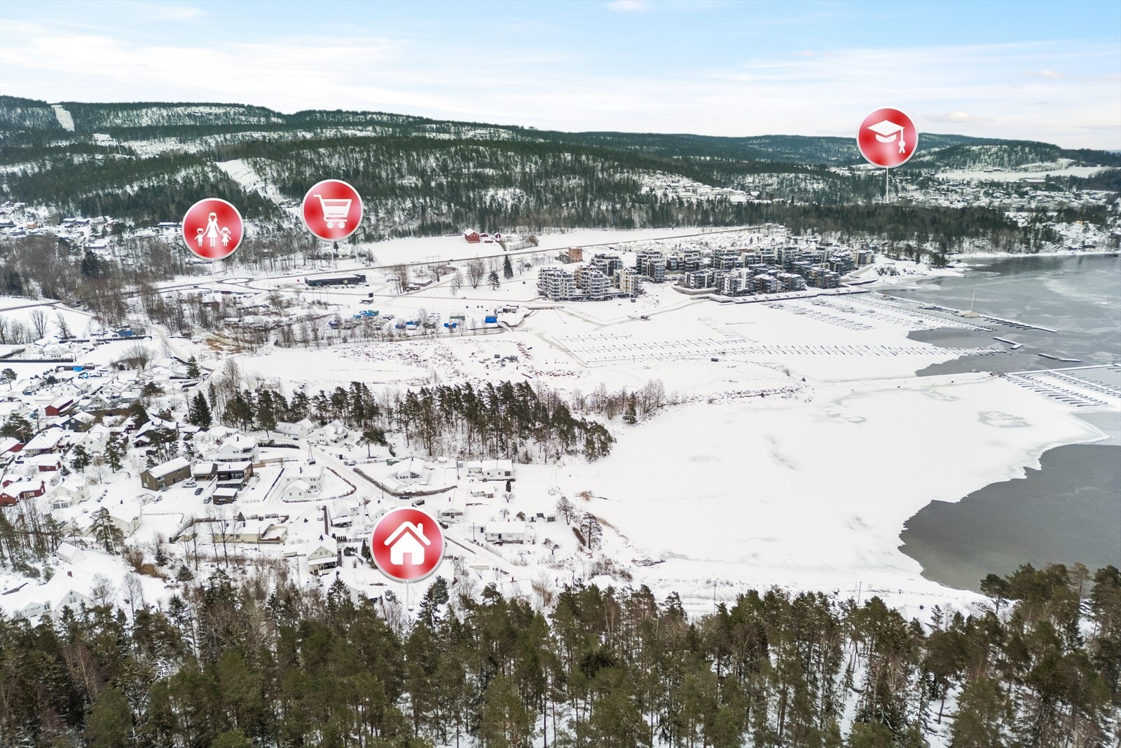 Fra boligen er det gangavstand til både barnehager, skoler og matbutikker. Galleribilde