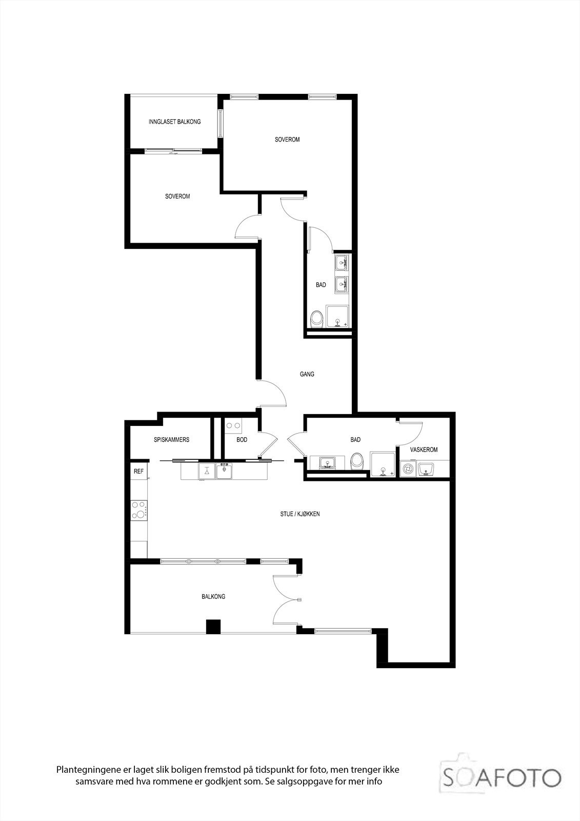 Meget funksjonell og gjennomgående planløsning med balkong i begge ender. Sol fra morgen til kveld Galleribilde
