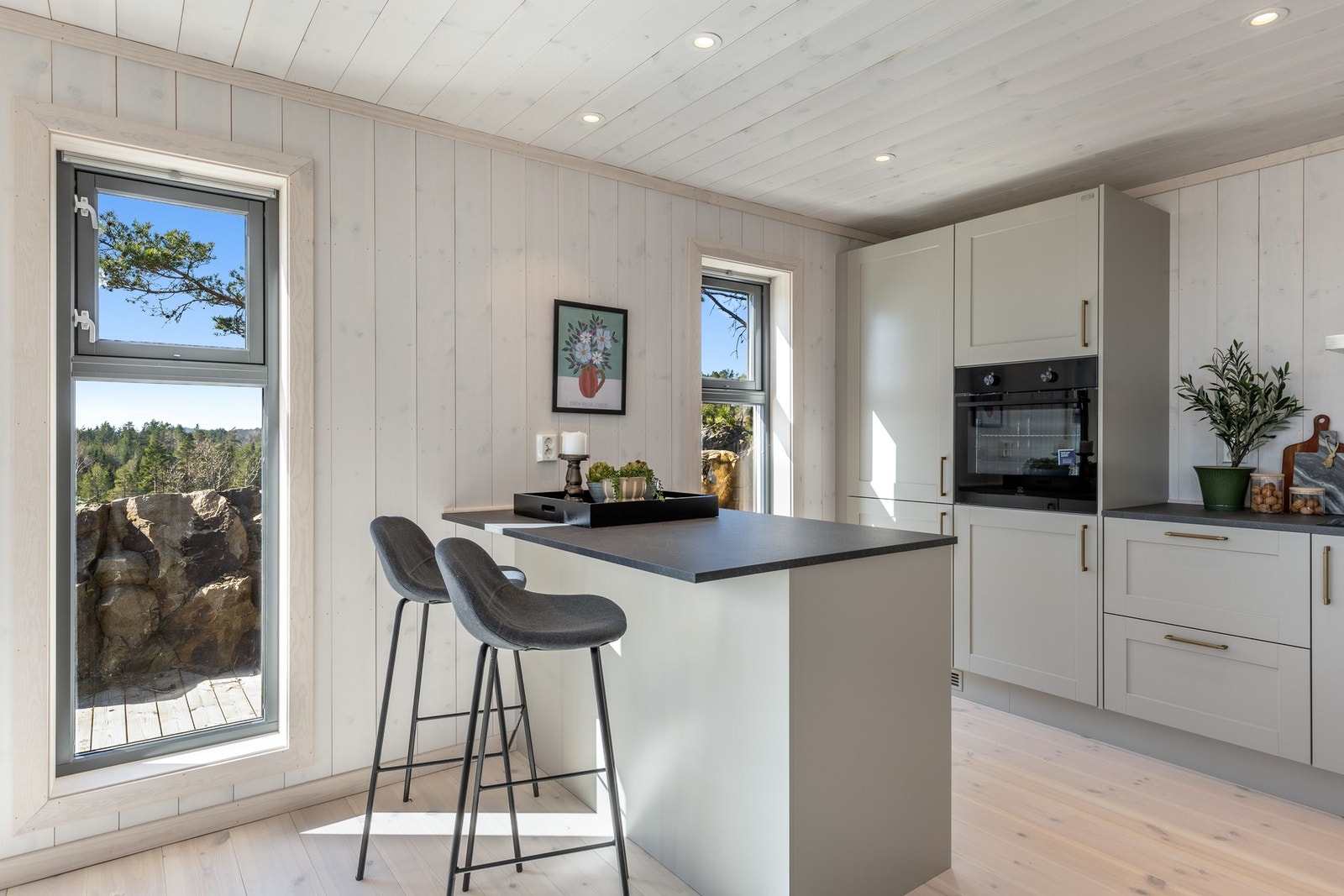 Kjøkken fra Norema medfølger i leveransen. Foto fra en Polar 110 i et annet hyttefelt. Galleribilde