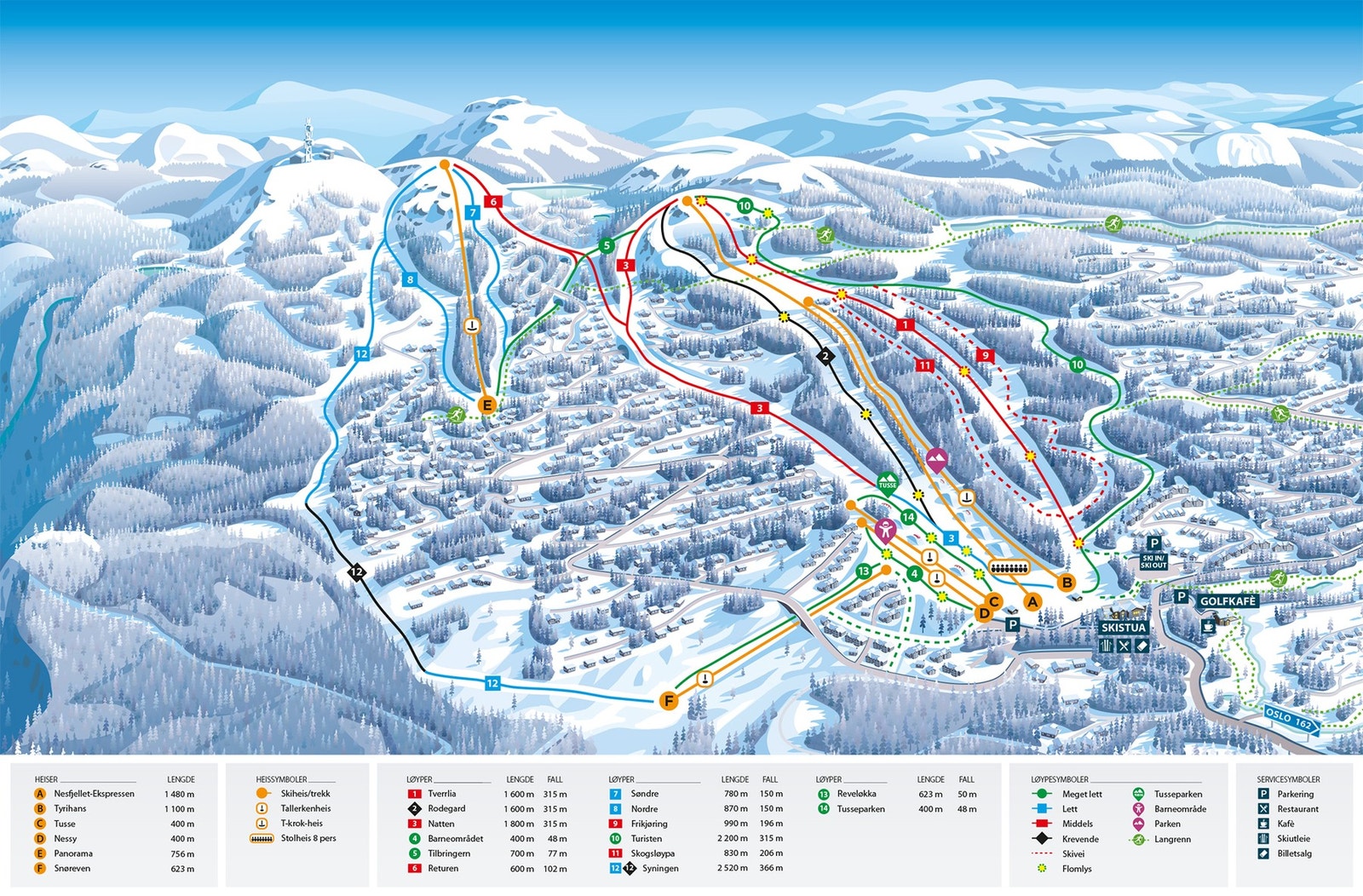Nesfjellet Alpin - oversiktskart Galleribilde