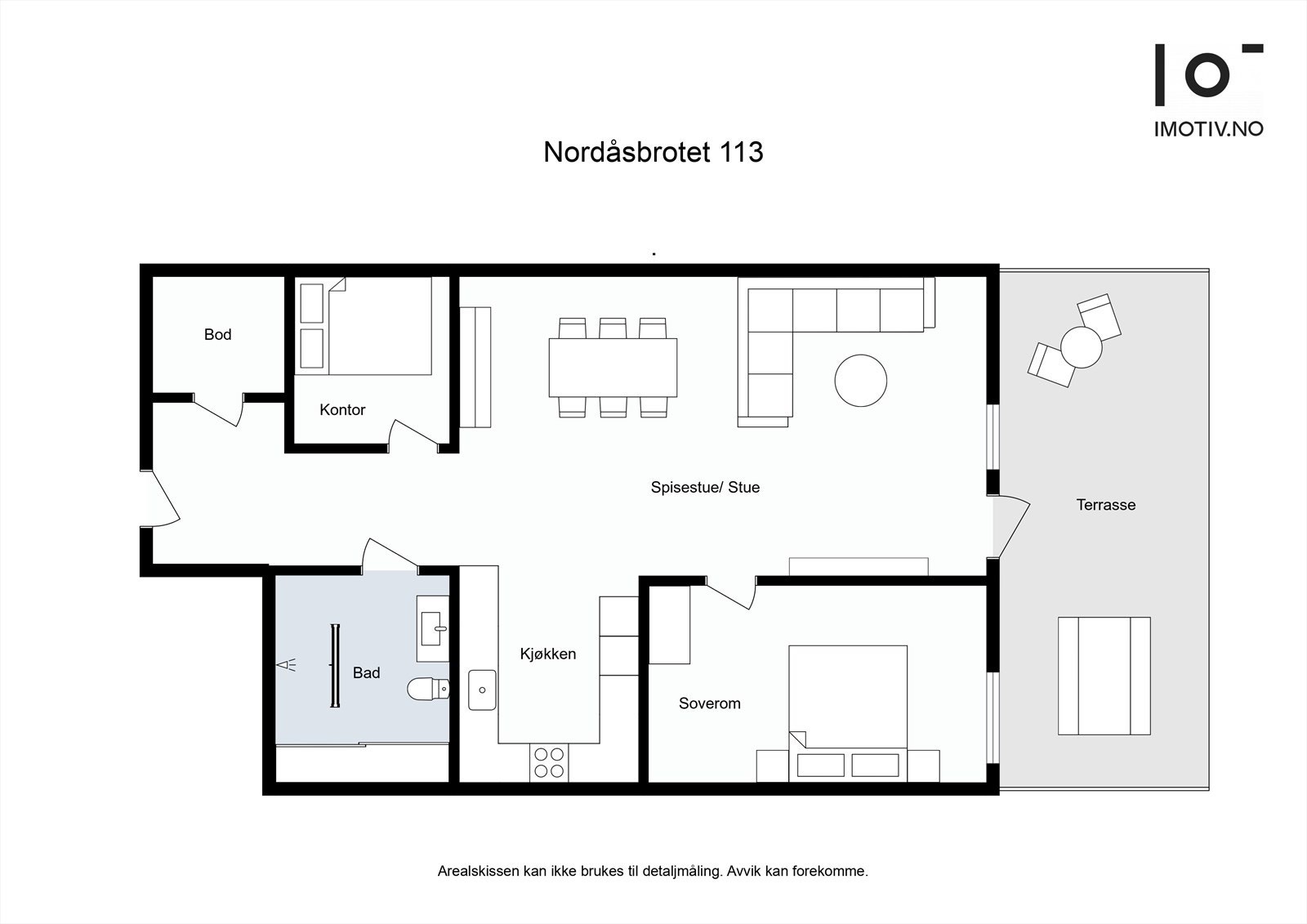 - Leilighetens planløsning (Merk kontor er byggemeldt bod) Galleribilde