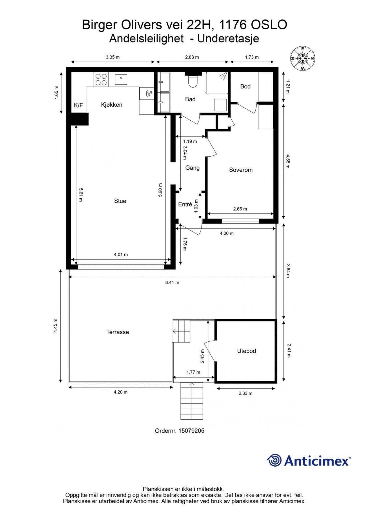 God planløsning med fine innredningsmuligheter. Sosial og fantastisk uteplass på 38 kvm med lite innsyn, da boligen ligger i et høydedrag. Galleribilde