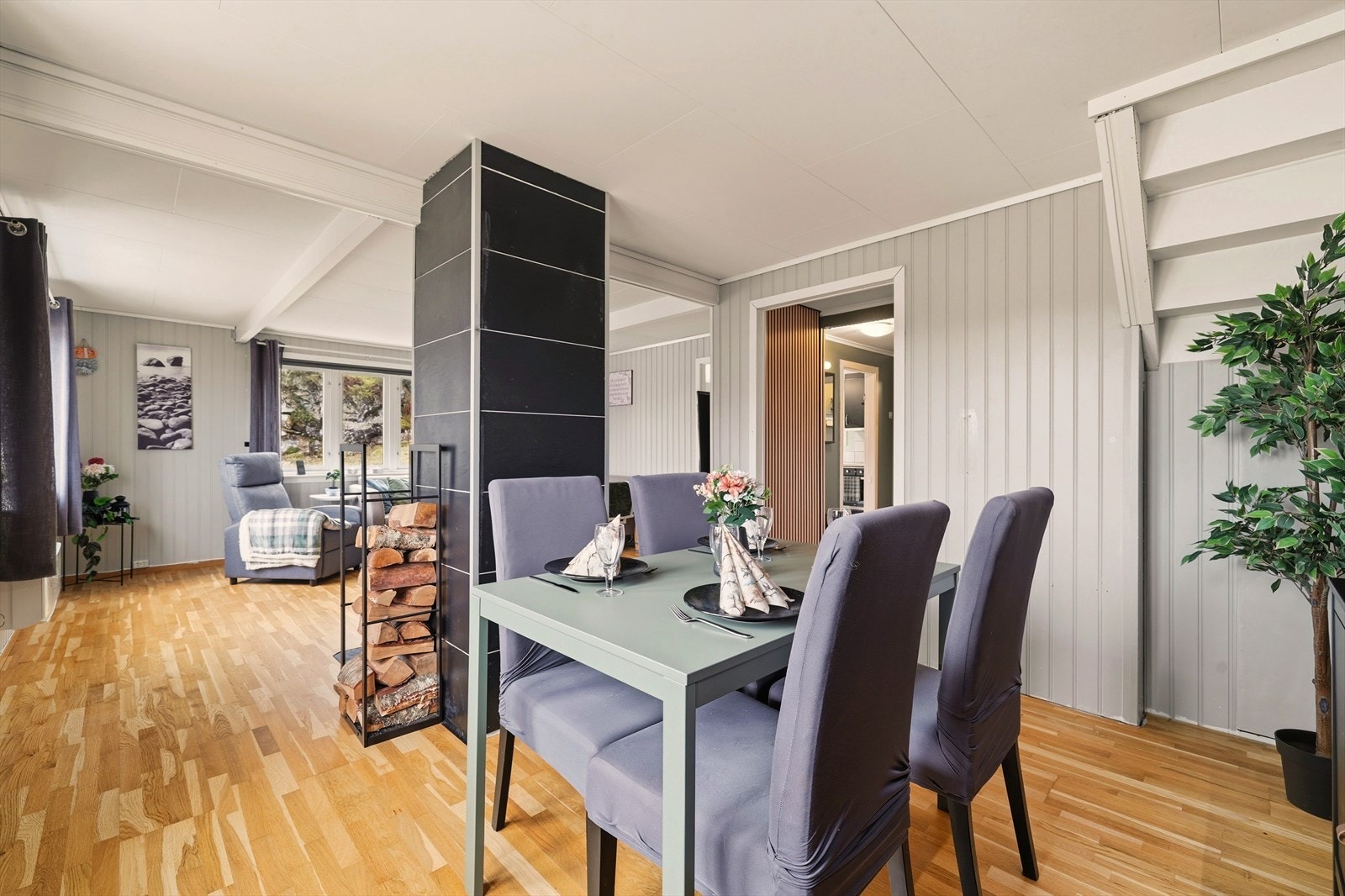 Naturlig soneinndeling for stue og spisestue. Galleribilde