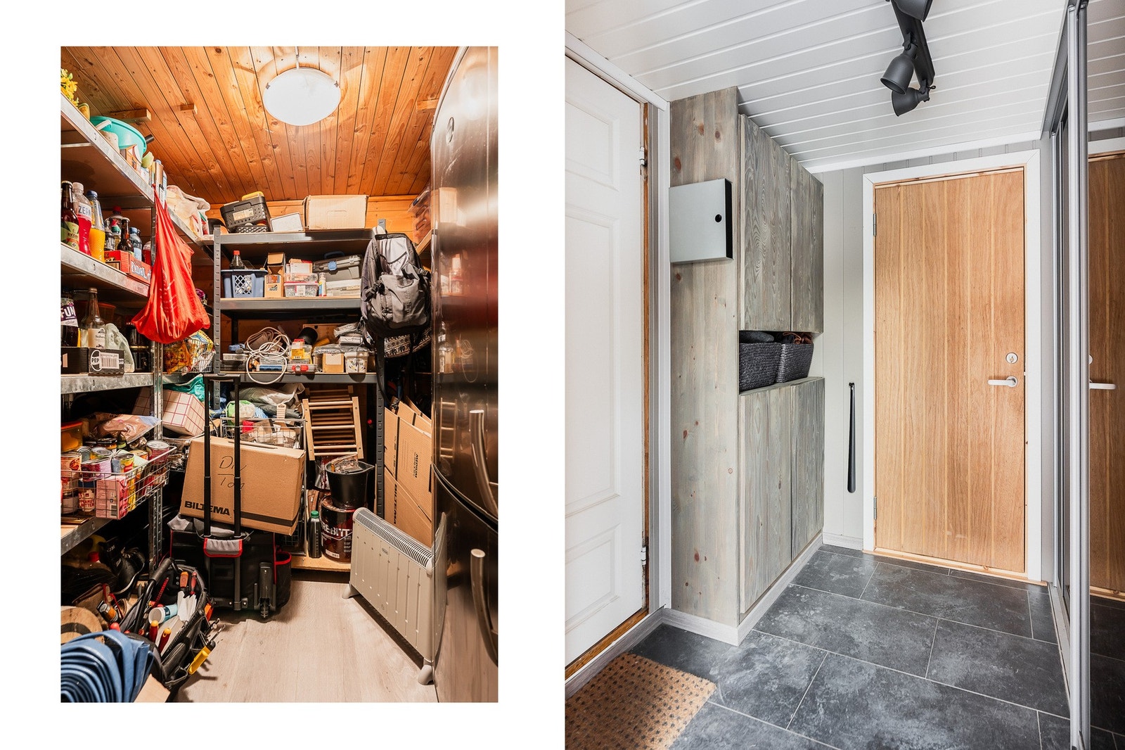 Entreen har gode oppbevaringsmuligheter i garderobe og bod. Galleribilde