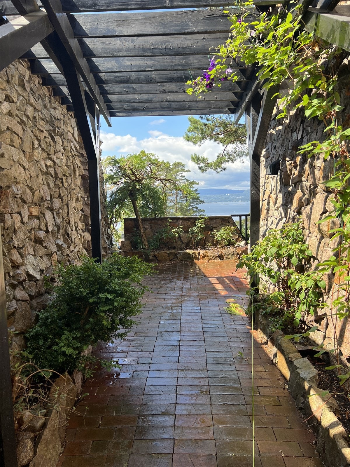 På sommeren gir denne passasjen en ekte middelhavsfølelse når Klematisen blomstrer. Galleribilde