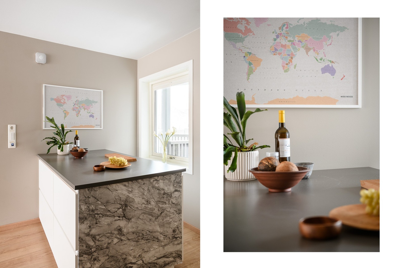 En pen kjøkkenøy med ekstra oppbevaring og arbeidsflater. Galleribilde