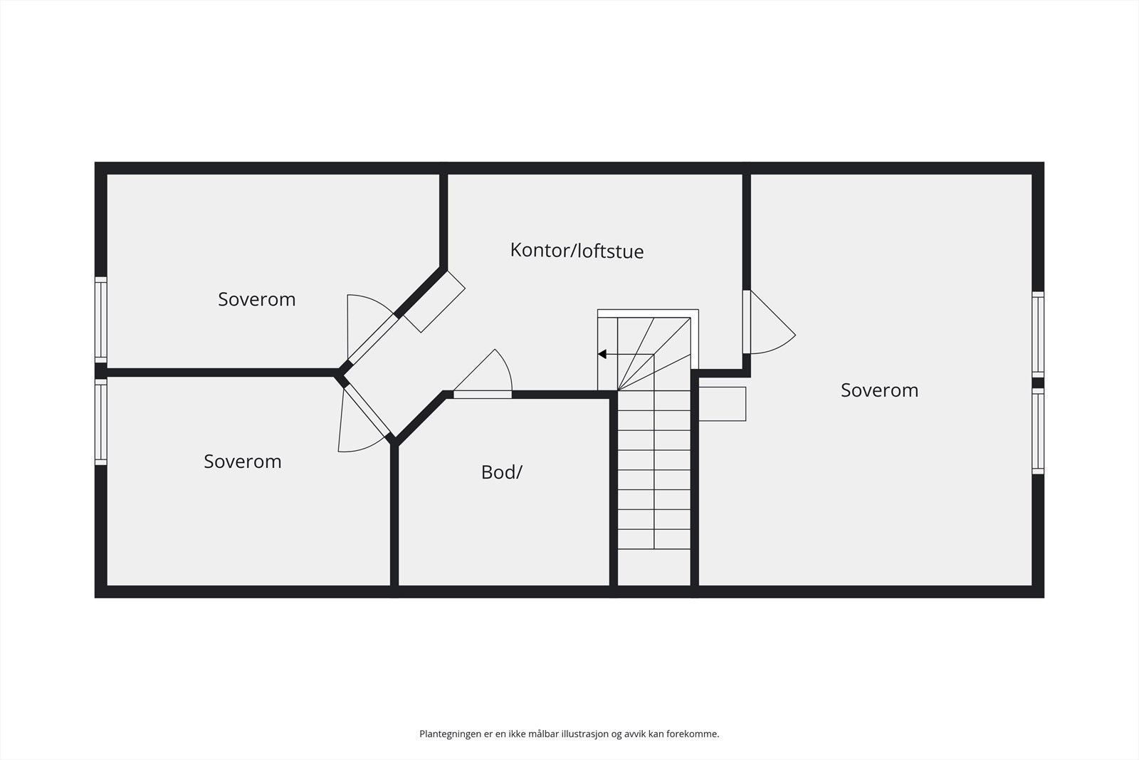 Plantegning 2. etasje. I boden er det klargjort for et fremtidig bad. Galleribilde