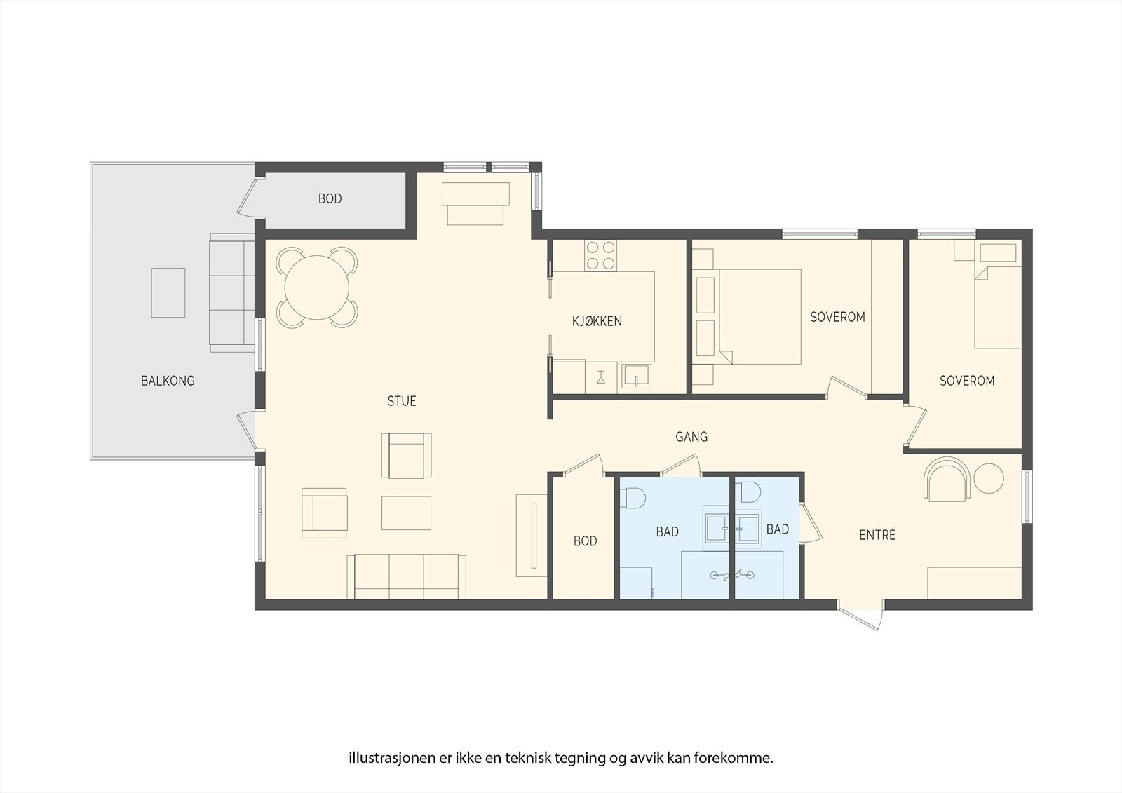 Flott endeleilighet med vinduer på 3 sider Galleribilde