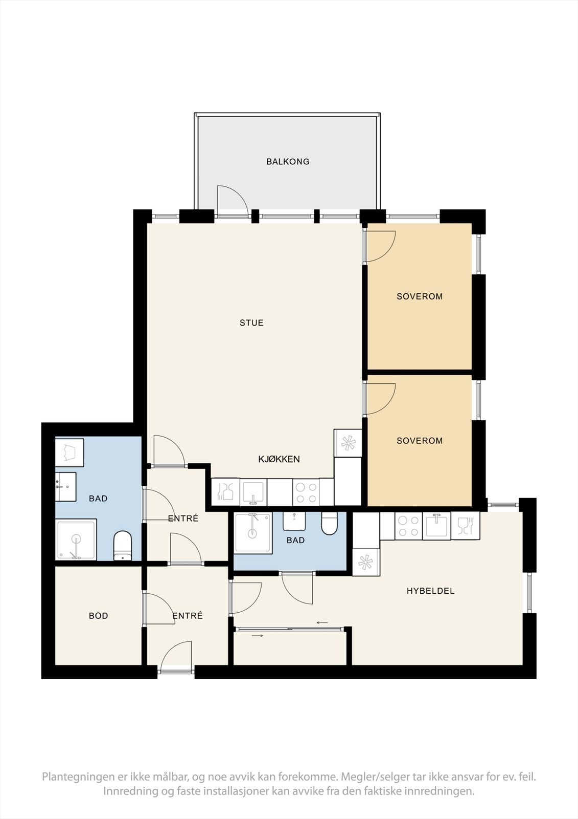 Alternativ plantegning ved etablering av hybeldel. Galleribilde