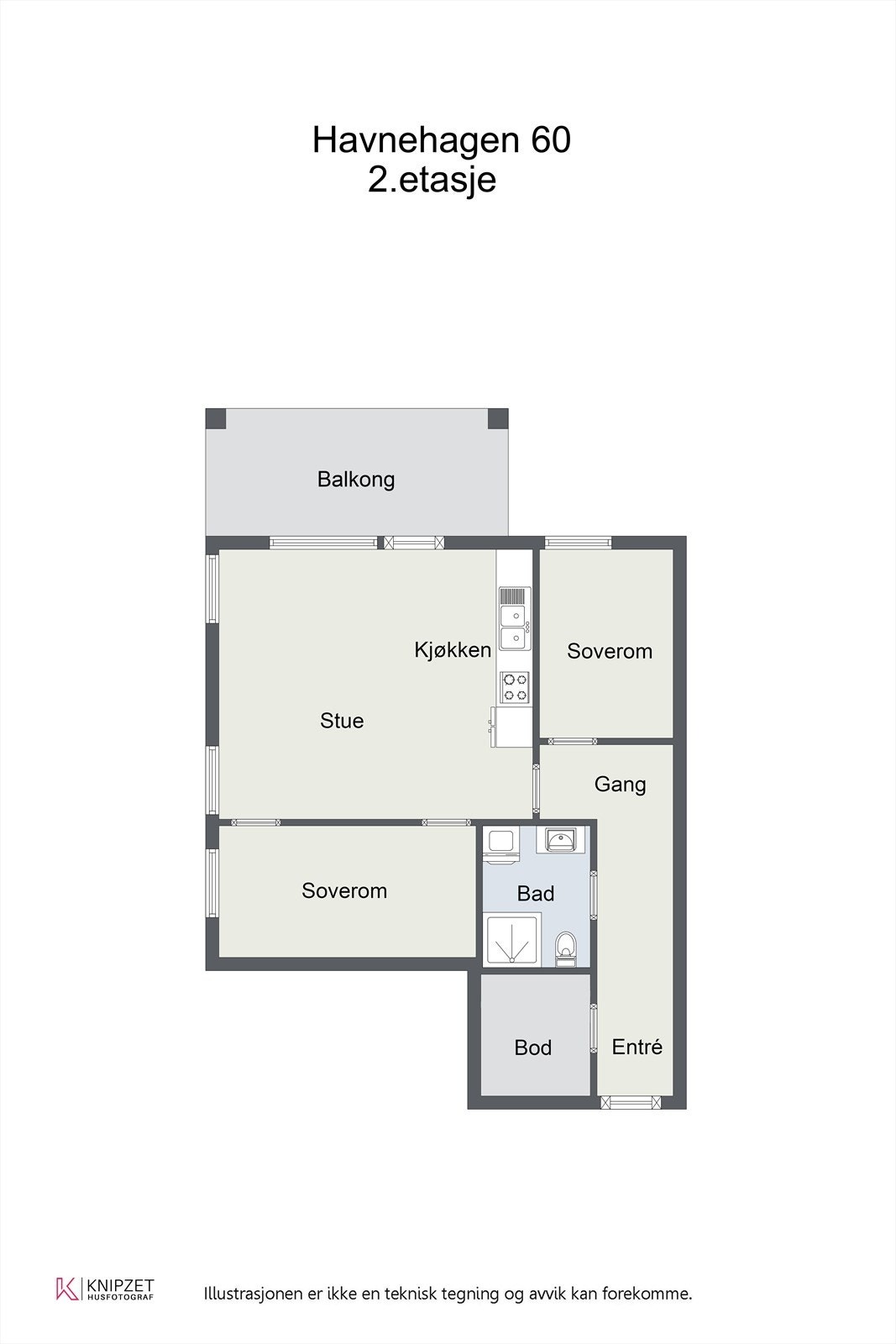 Plantegning 2.etg. Det medfølger også kjellerbod i låst rom. Galleribilde