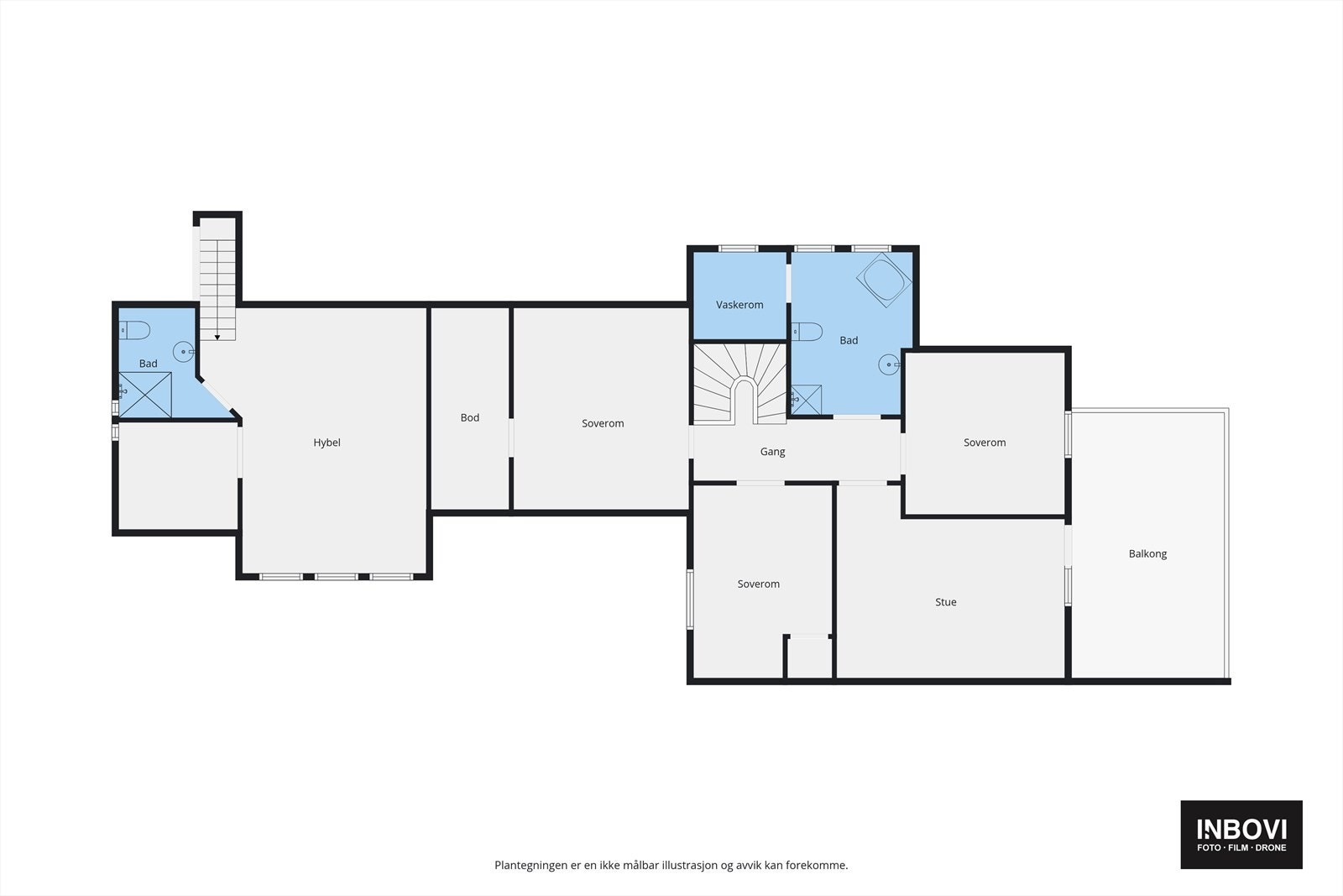 Plantegning loftetasje hovedbolig og leilighet over garasjen Galleribilde