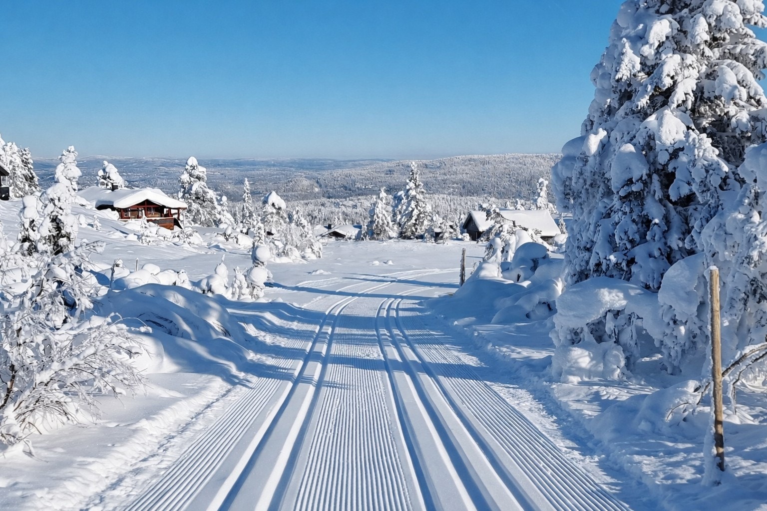 Skiløypene er rett ved hytten Galleribilde