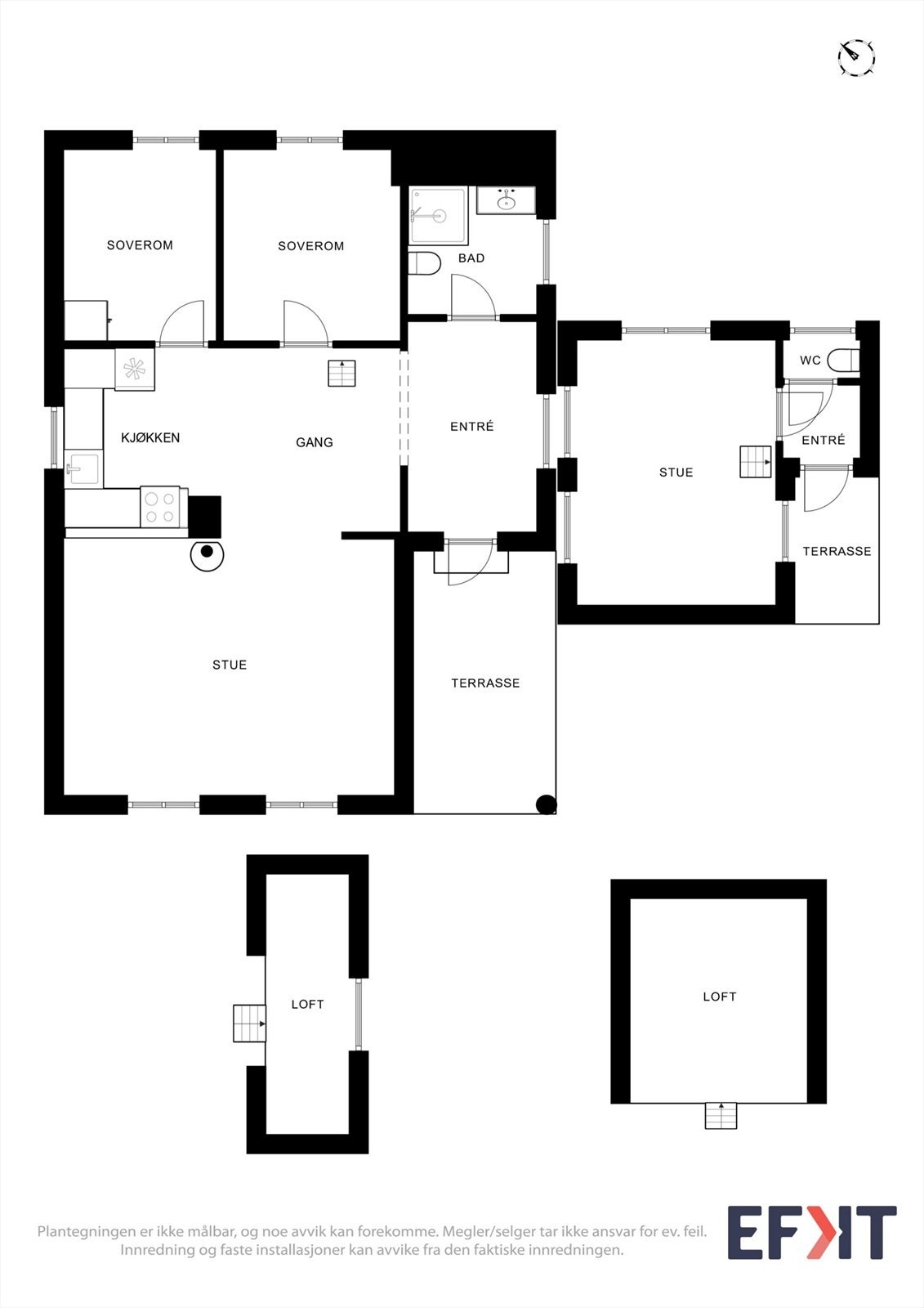 Plantegning over eiendommens totale arealfordeling. Galleribilde