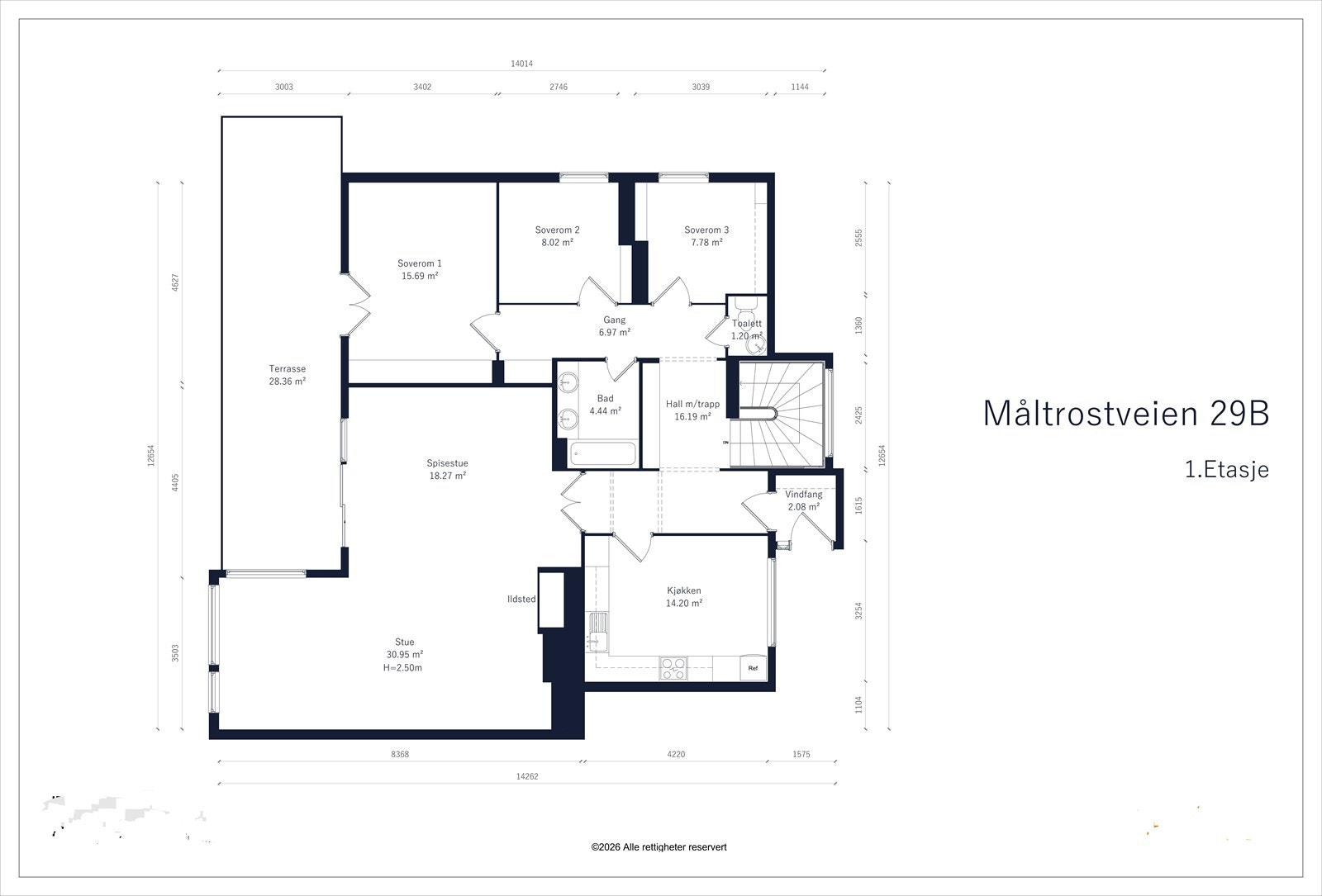 Planskisse 1.etasje. I tillegg stort loft over deler av dette planet. Galleribilde