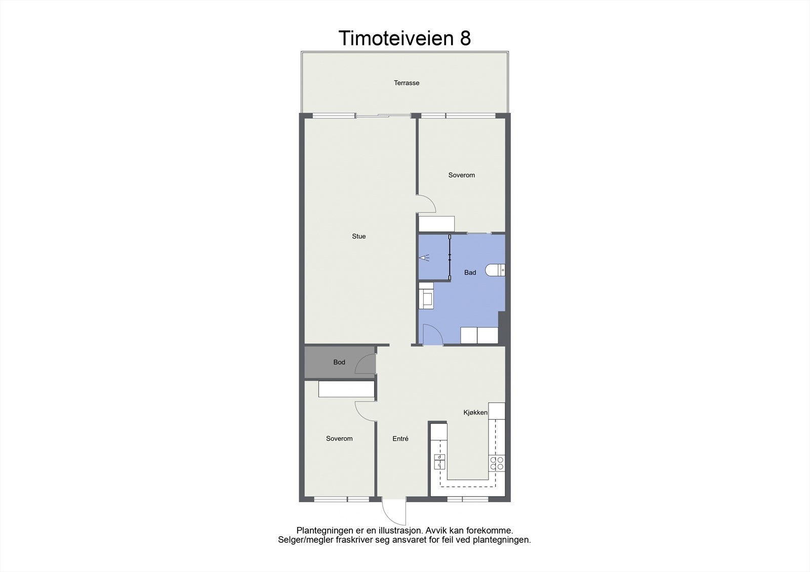 Plantegning. I tillegg er det ekstern bod i u.etg Galleribilde