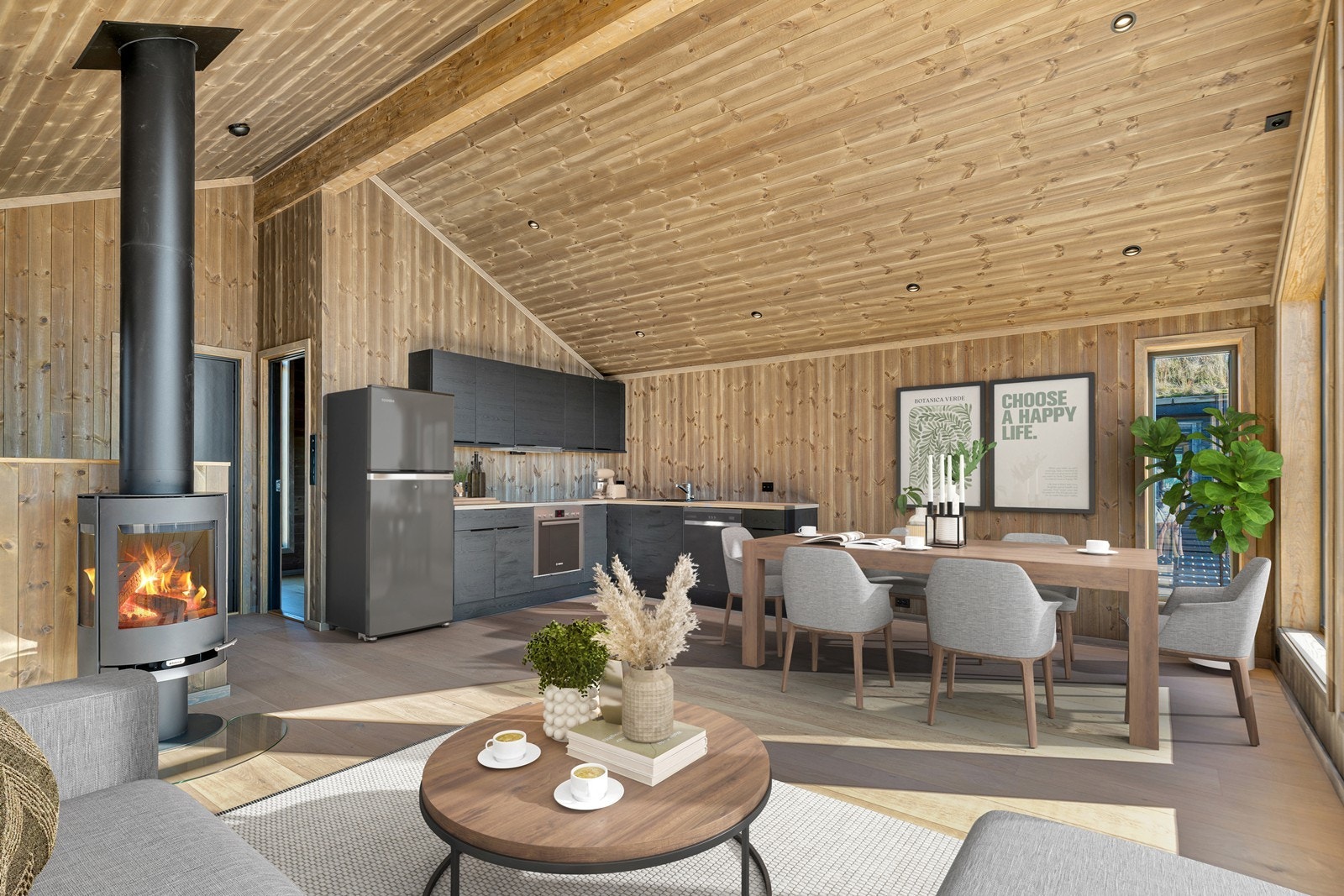 Ny, lekker og moderne fritidshytte med god plass til hele storfamilien beliggende strålende til på Bortelid Panorama (Digitalt stylet bilde) Galleribilde