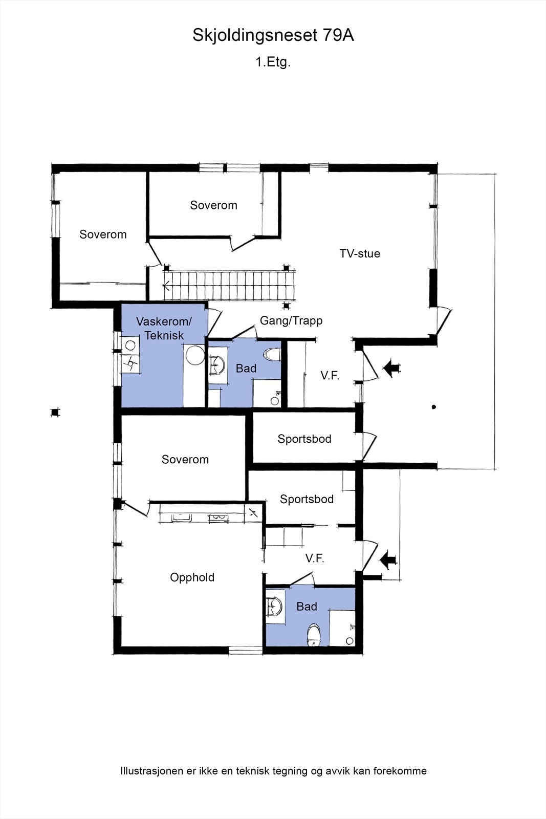 Plantegninger 1. etasje Galleribilde