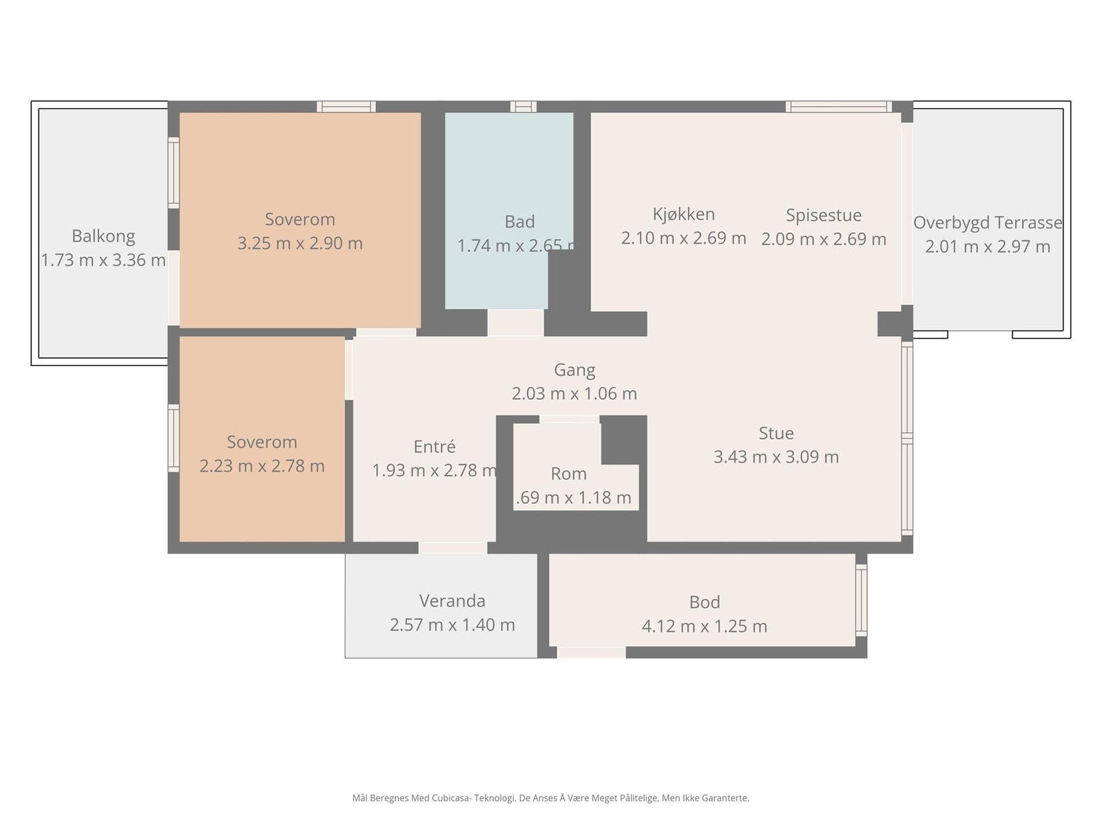 Plantegning. Obs: Mål er ikke 100% nøyaktige. Galleribilde