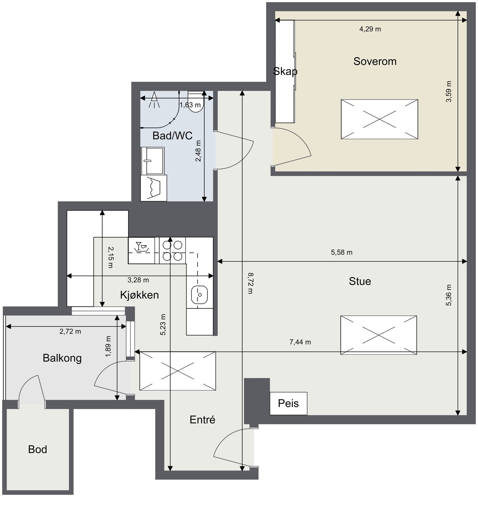 Plantegning - Leiligheten ligger i 5. etasje. Galleribilde