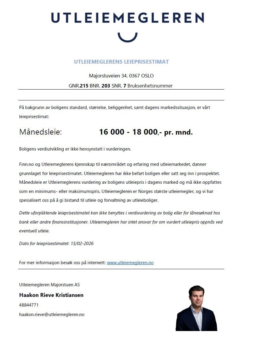 Utleieestimat fra Utleiemegleren Majorstuen AS Galleribilde