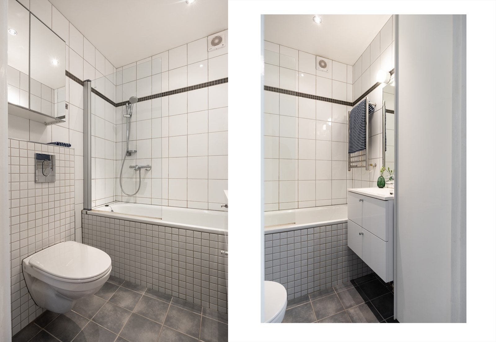 Helfliset baderom med varmekabler i gulv Galleribilde