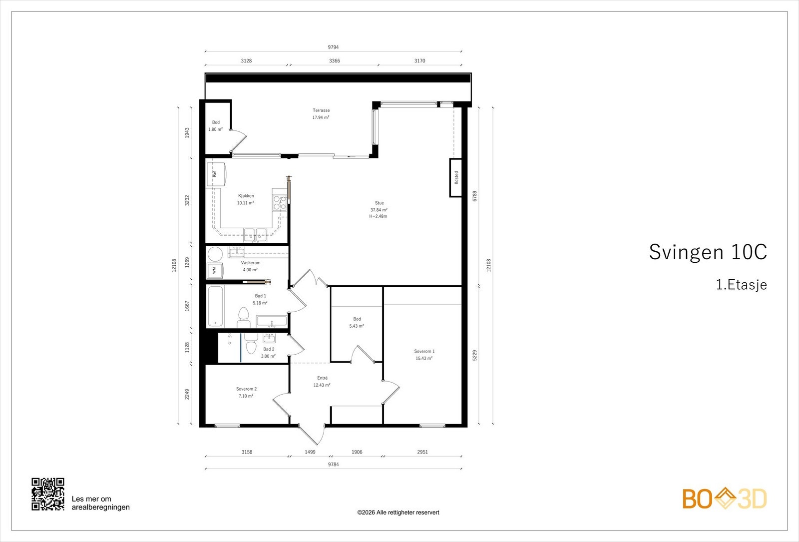 Boligen er gjennomgående og er på 106 kvm Galleribilde