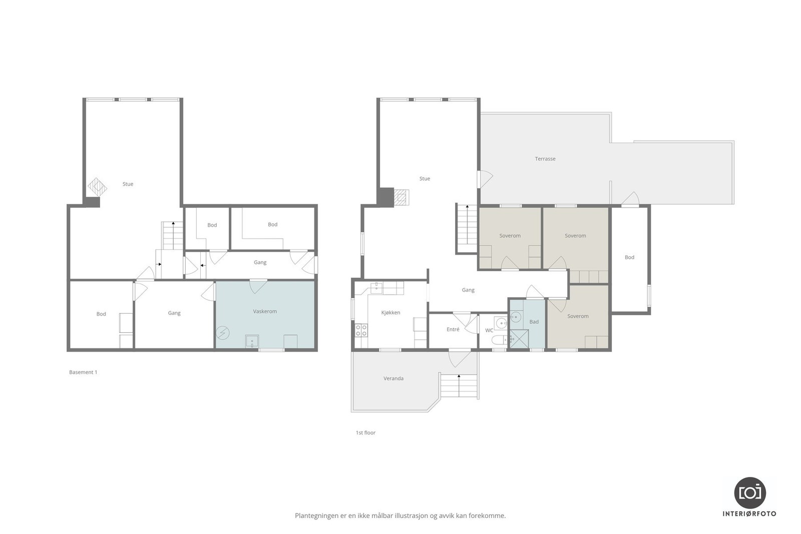 Plantegning begge etasjer Galleribilde