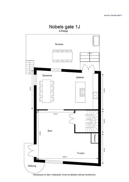 Plantegning 2. etg - Hele 70 kvm med oppholdsareal - Vannbåren gulvvarme Galleribilde