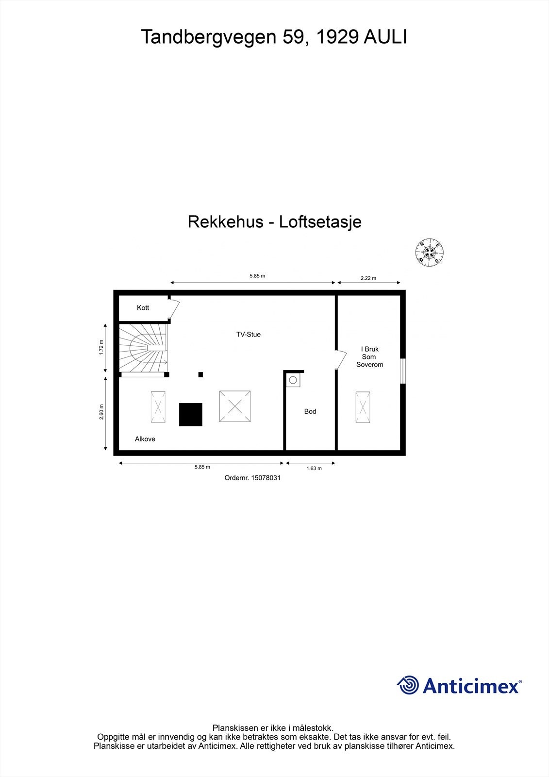 Plantegning- Loftsetasje. Galleribilde