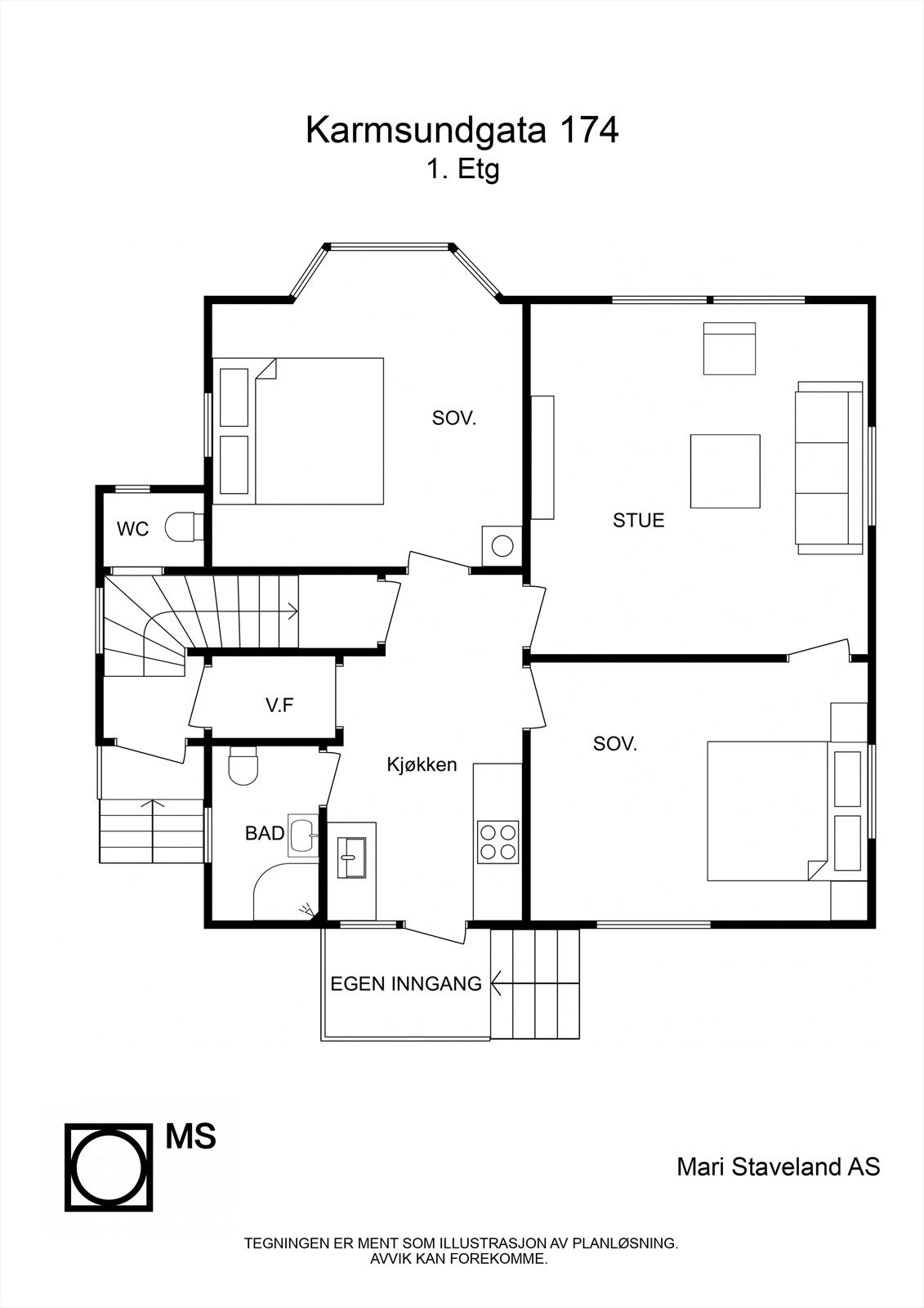 Plantegning | 1.etasje. - etasjen er godkjent som næringslokale/ ikke som leilighet (ref. pkt. ferdigattest). Galleribilde