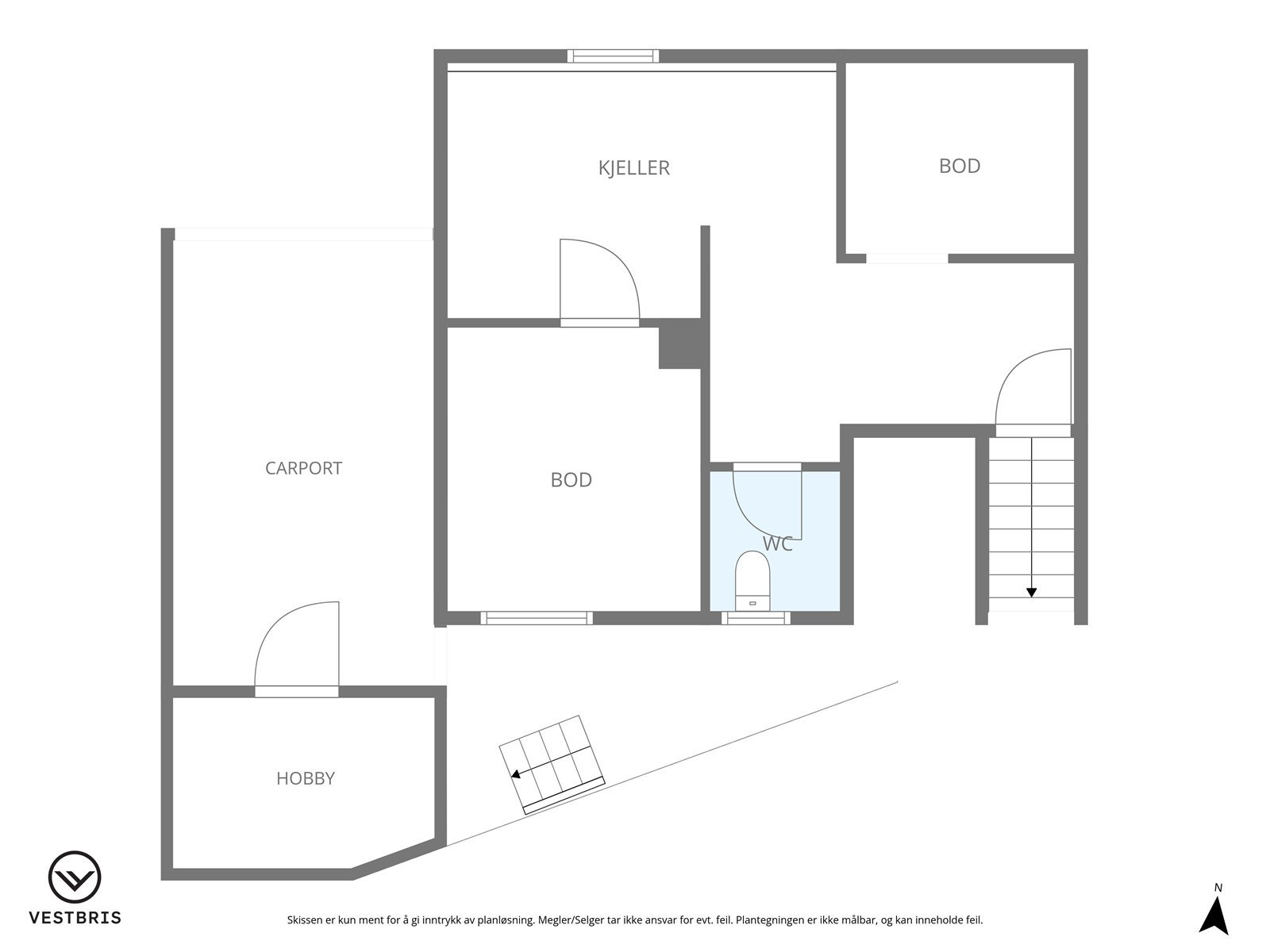 Plantegning kjeller, carport og bod er på bakkeplan Galleribilde
