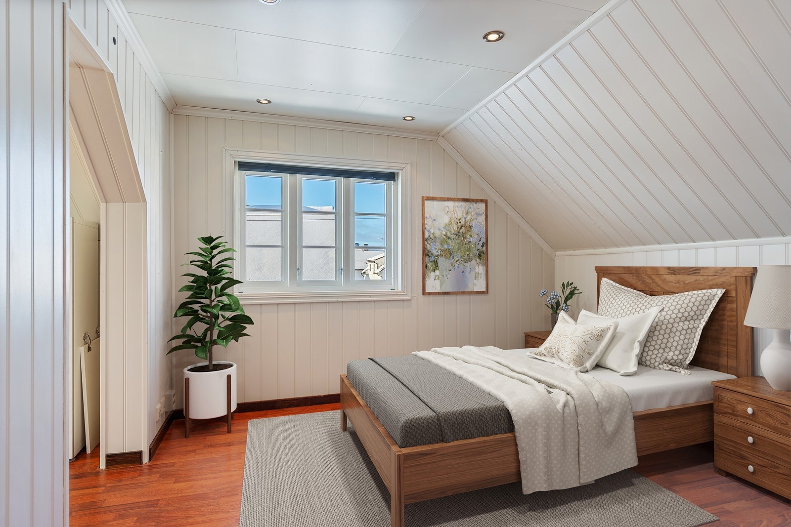 Soverom 2 (loftstue), digitalt stylet, fremstår tom Galleribilde