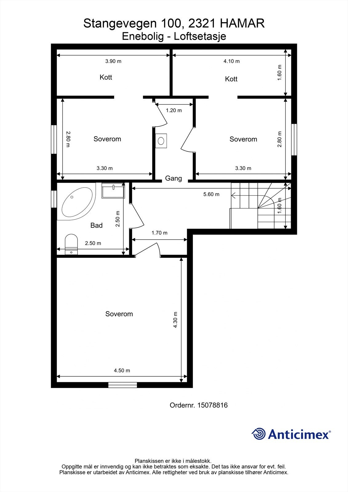 Plantegning - Enebolig - Loftsetasje Galleribilde