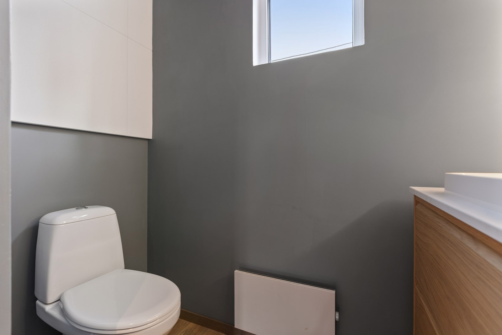 Fra entréen er det adkomst til et praktisk wc-rom - ideelt for gjester - med toalett og servant. Galleribilde