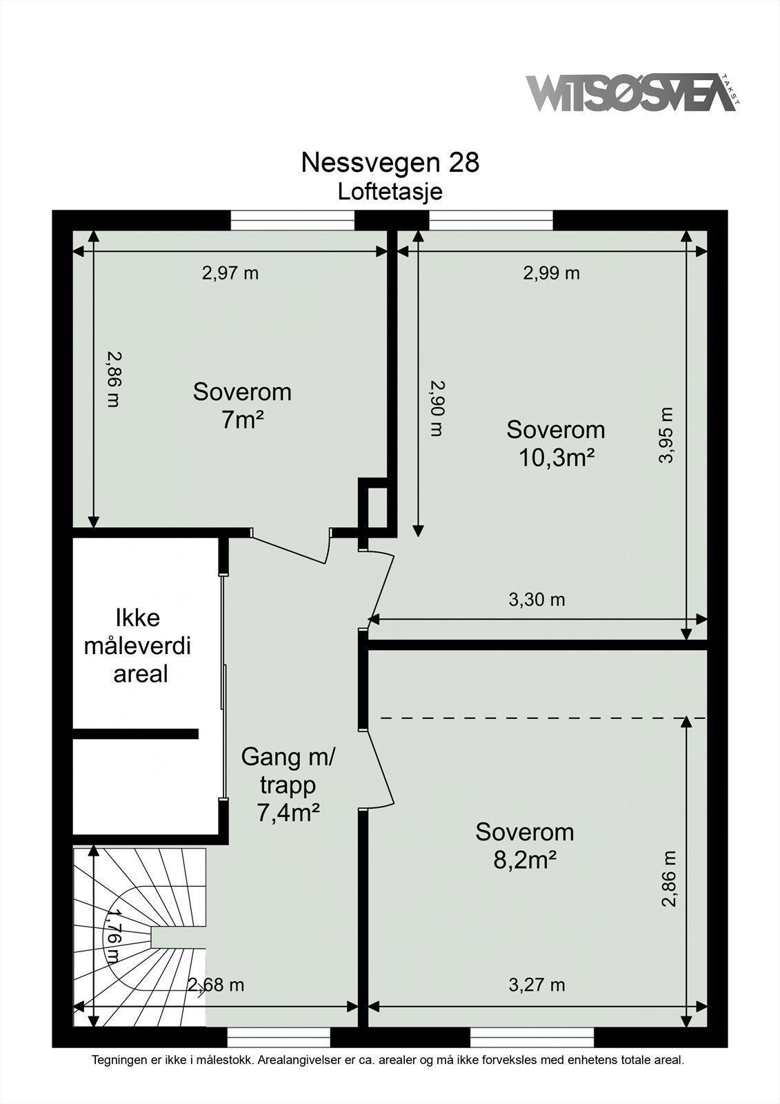 Plantegning loftetasje - Nessvegen 28. Galleribilde