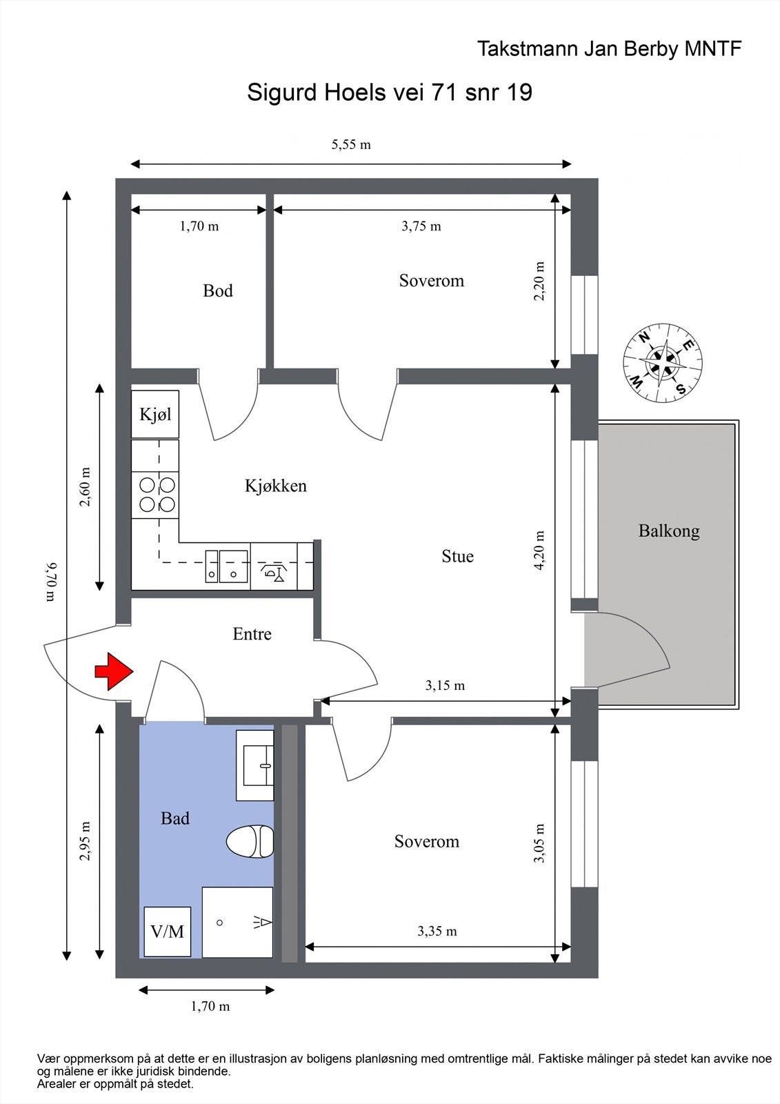 Plantegning. I tillegg medfølger en bod i kjelleren. Galleribilde