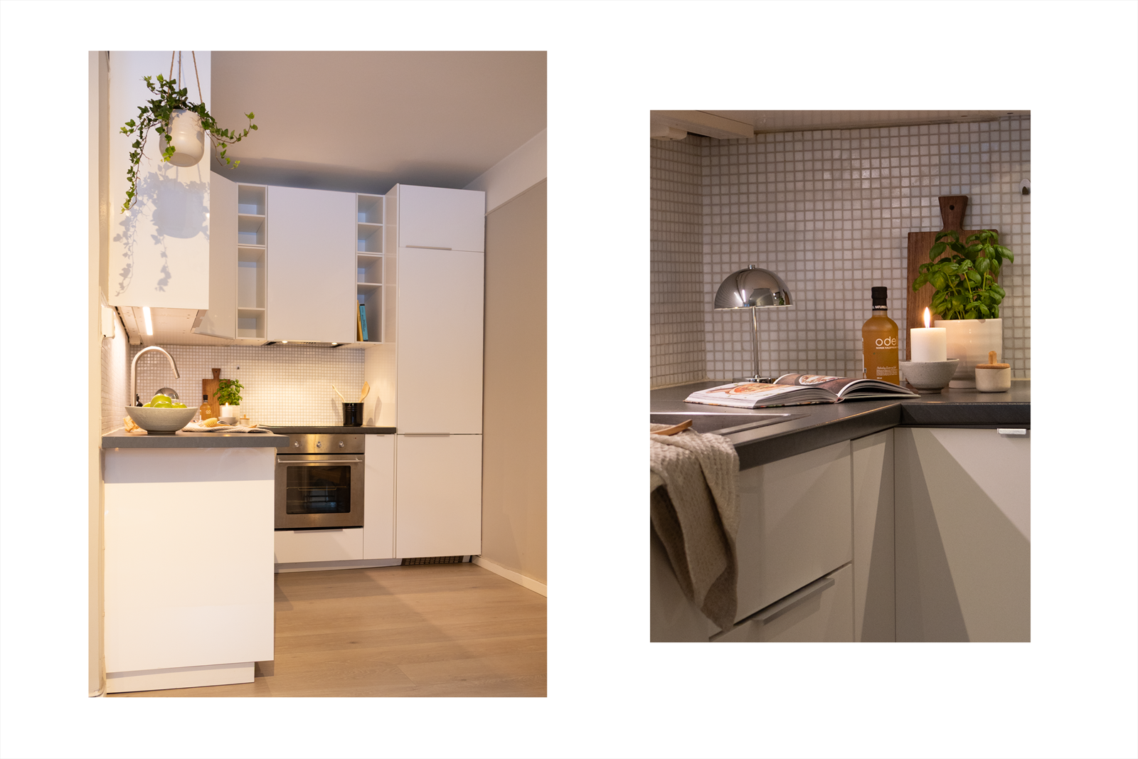 Lys, pen innredning med god skap- og benkeplass. Integrerte hvitevarer medfølger. Galleribilde