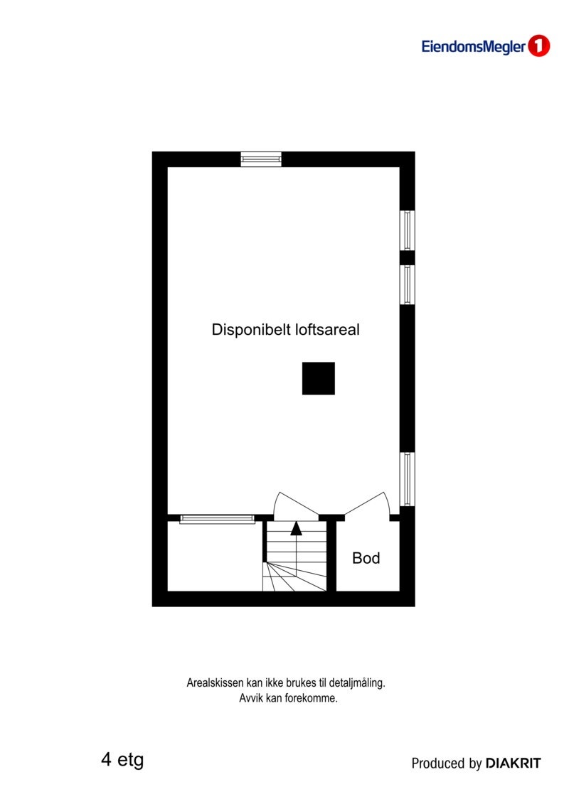 Plantegning av loftsrom. (ikke godkjent som soverom) Galleribilde