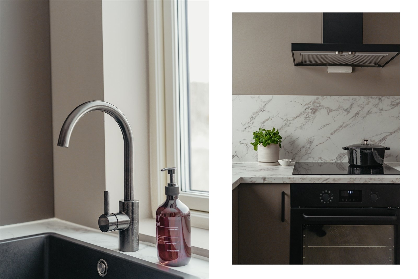 I tillegg finnes vannstoppsystem, komfyrvakt og kjøkkenventilator med kullfilter - alt for en trygg og komfortabel kjøkkenhverdag. Galleribilde