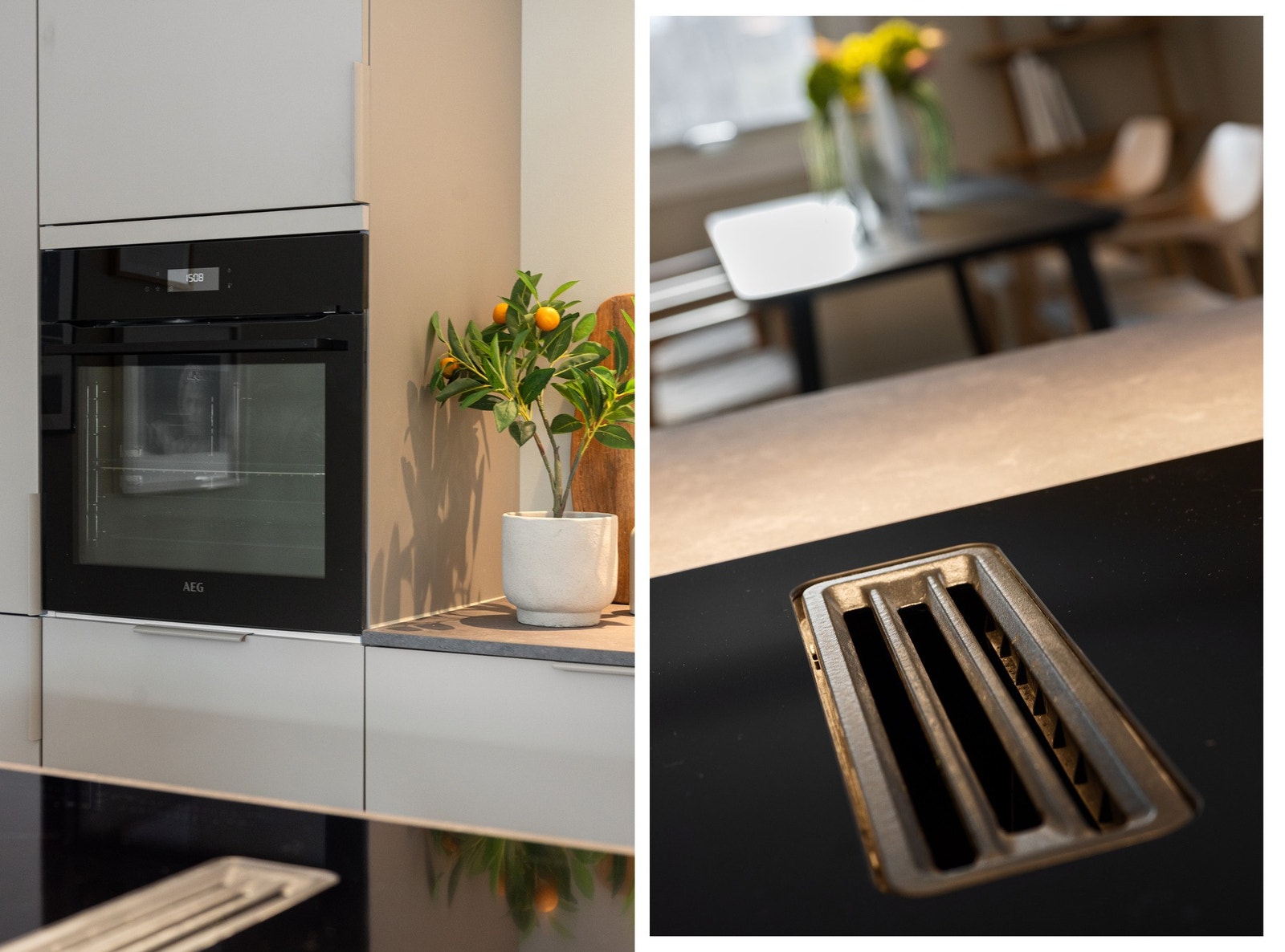 Koketopp med integrert ventilator og stekeovn i arbeidshøyde Galleribilde