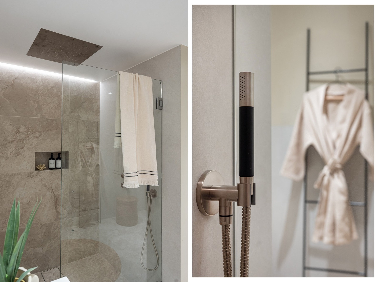 Dusjnisje med takdusj og hånddusj med skjult blandebatteri Galleribilde