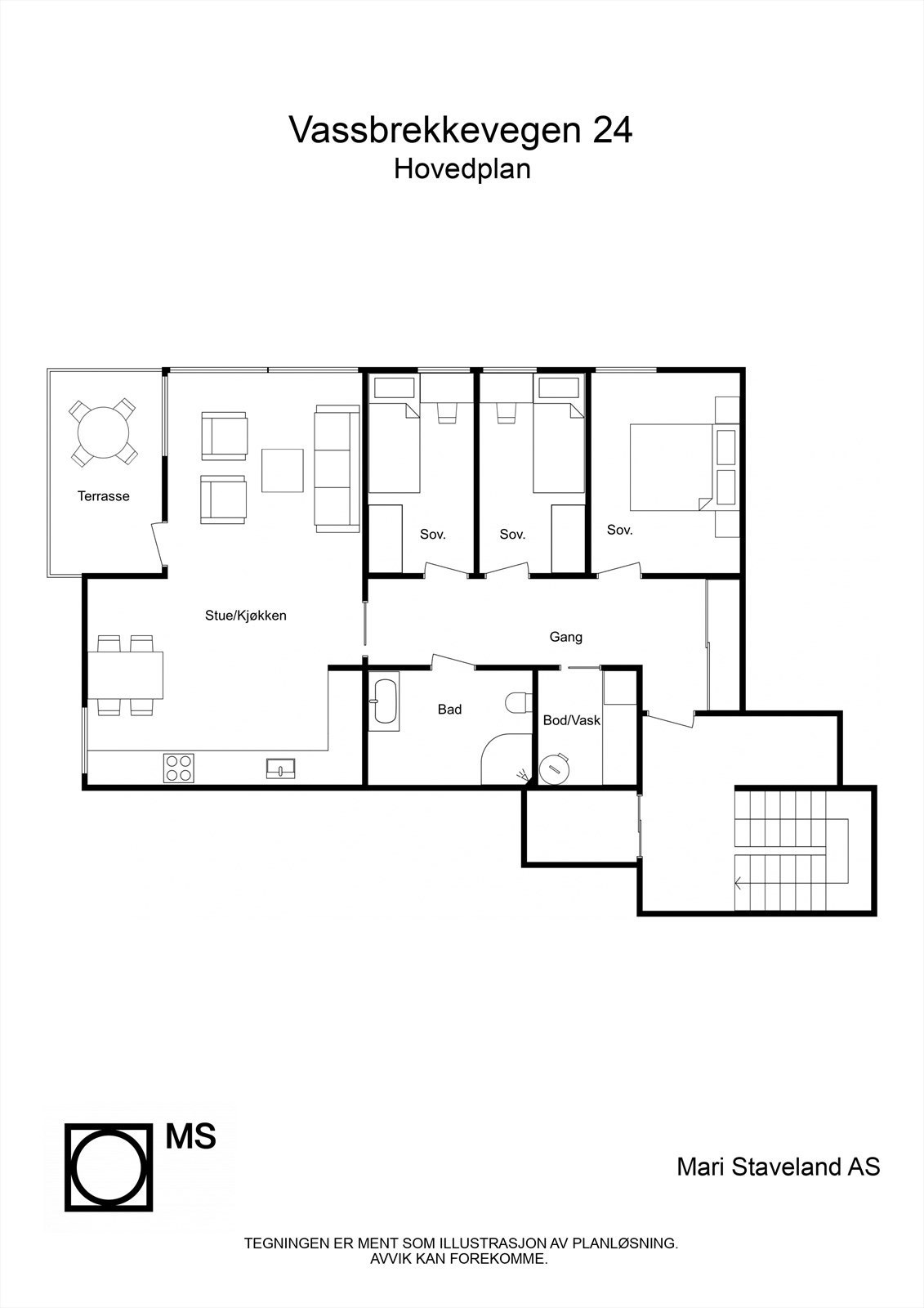 Vassbrekkevegen 24 - 2D - Hovedplan - Le Galleribilde
