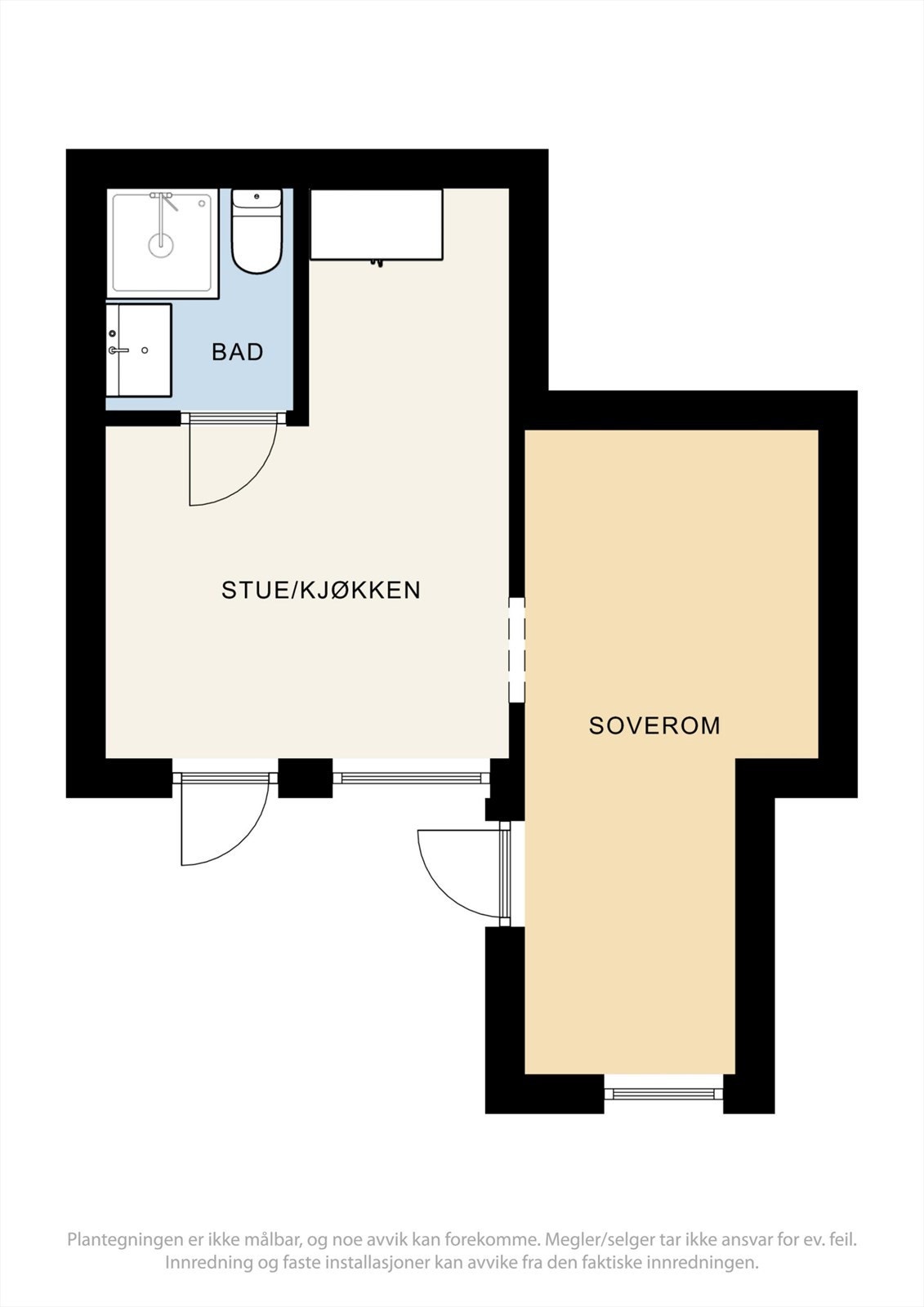 Plantegning for tilleggsleiligheten i underetasjen. Galleribilde