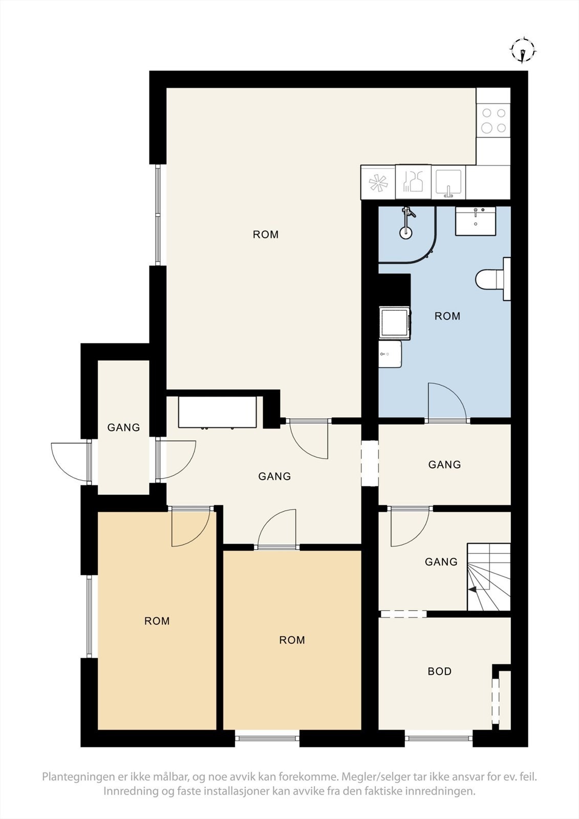 Plantegning underetasje, etasjen er innredet, ikke søkt godkjent. Galleribilde