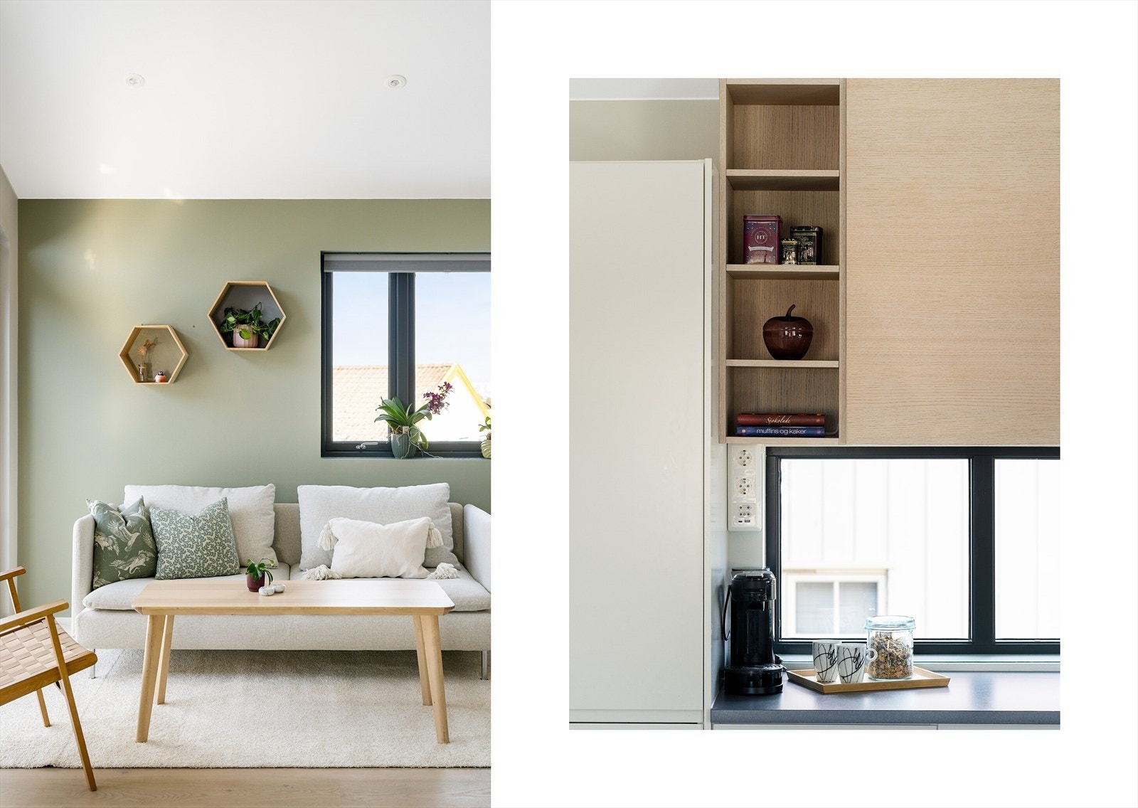 Det er downlights LED-belysning i tak, og på kjøkkenet har man LED-belysning ved sokkellist. Galleribilde